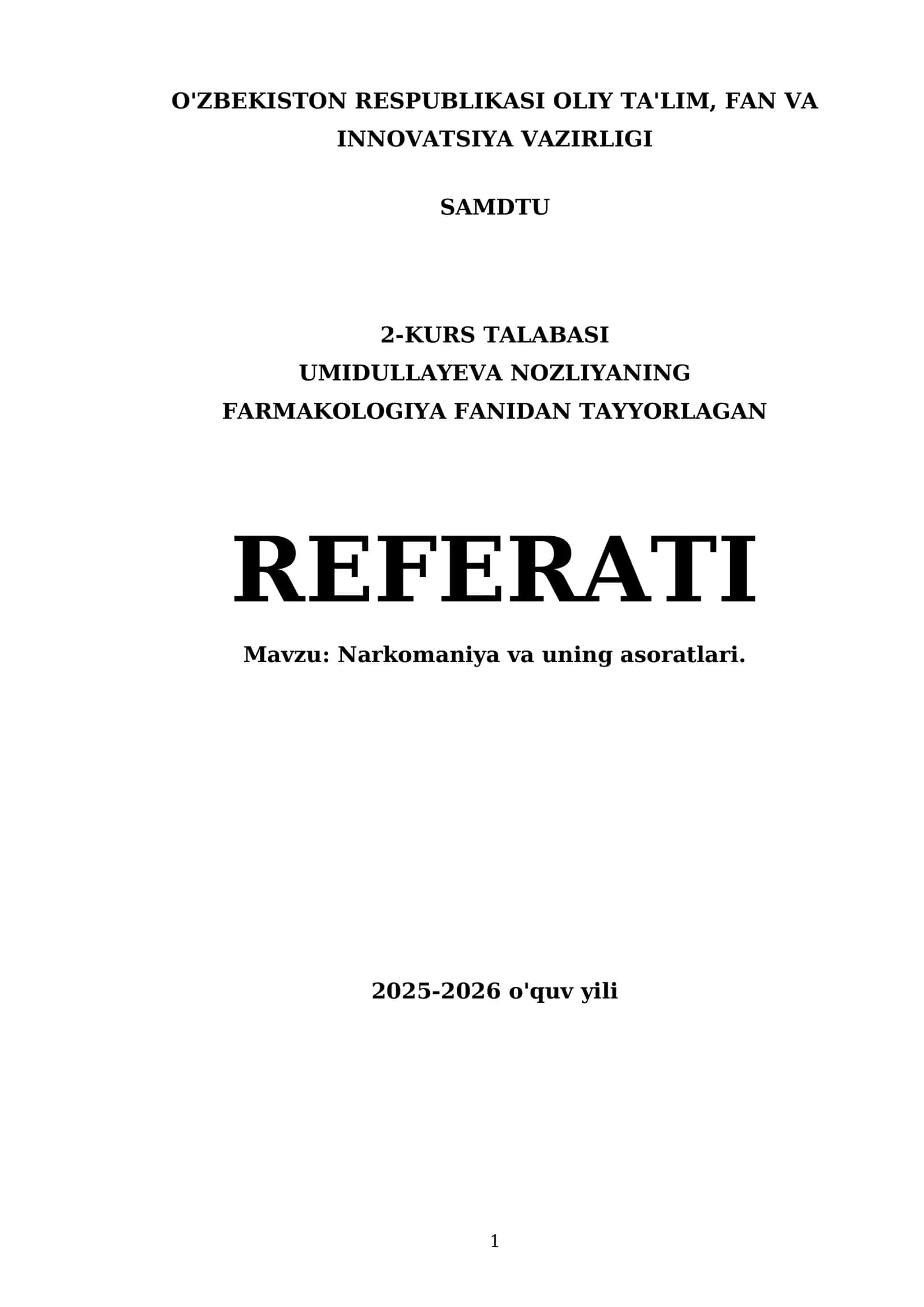 Narkomaniya va uning asoratlari 1