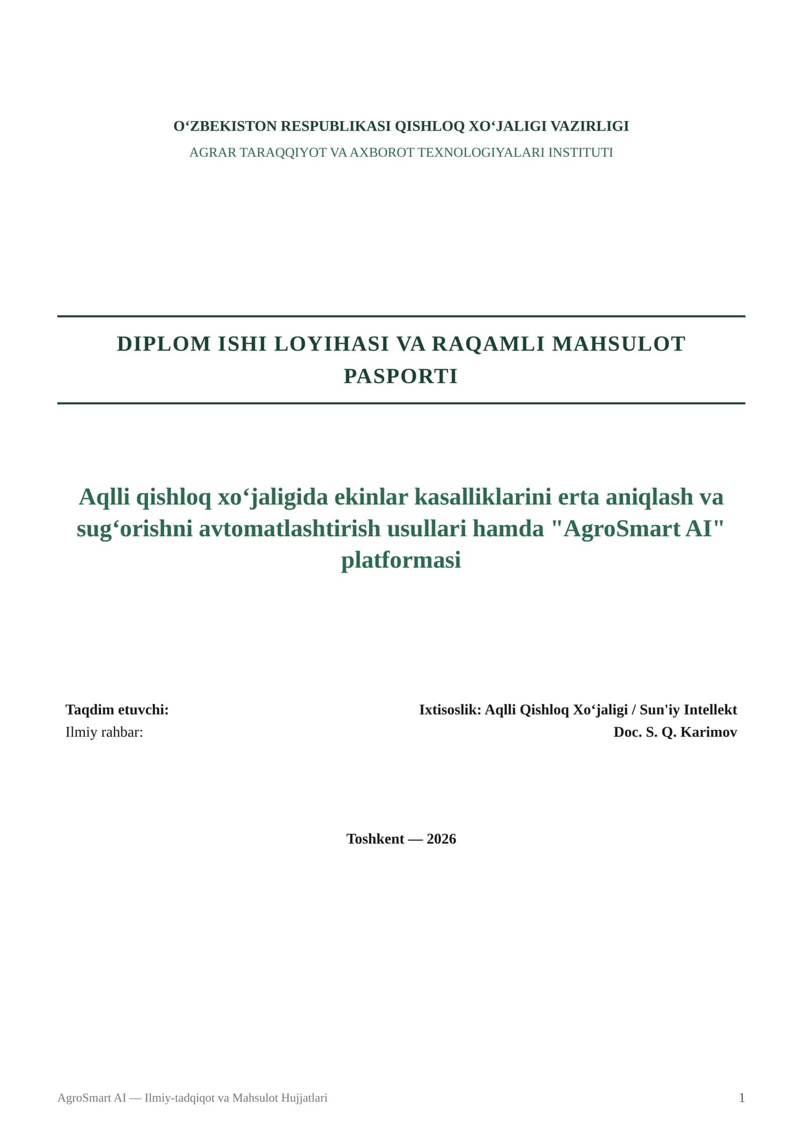 AgroSmart AI - Aqlli qishloq xo‘jaligi va ekinlar monitoringi platformasi 1