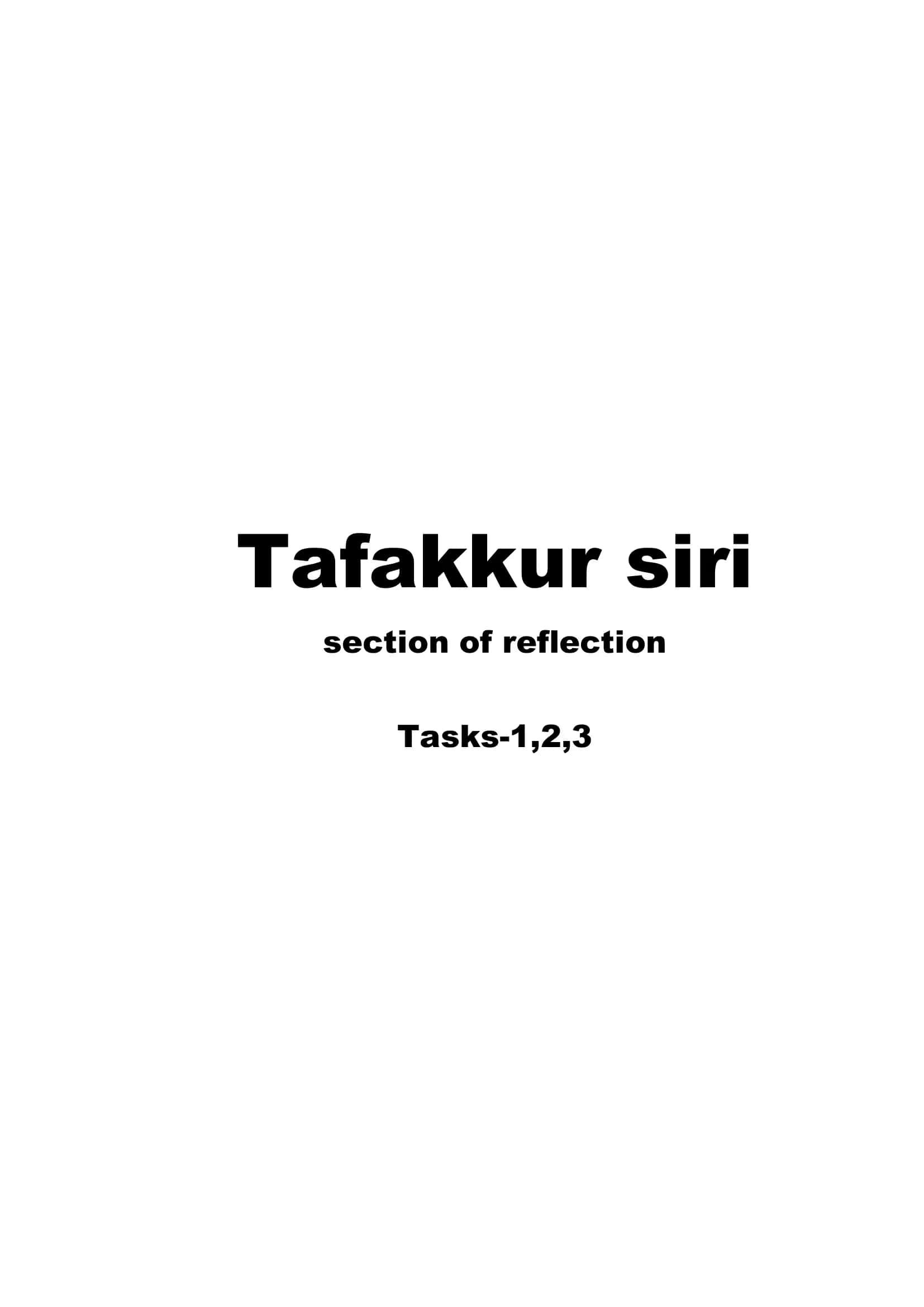 Tafakkur siri 1