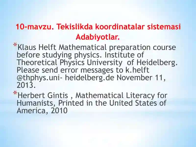 Tekislikda koordinatalar sistemasi