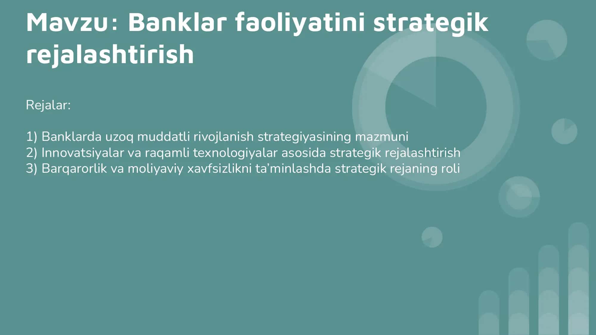 Banklar faoliyatini strategik rejalashtirish 1