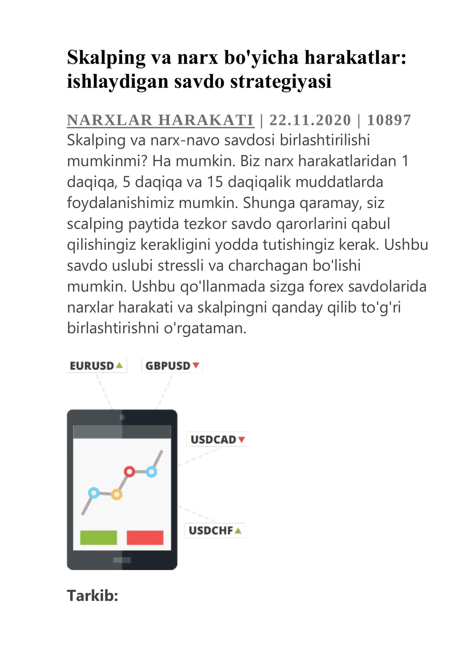 Skalping va narx bo'yicha harakatlar 1