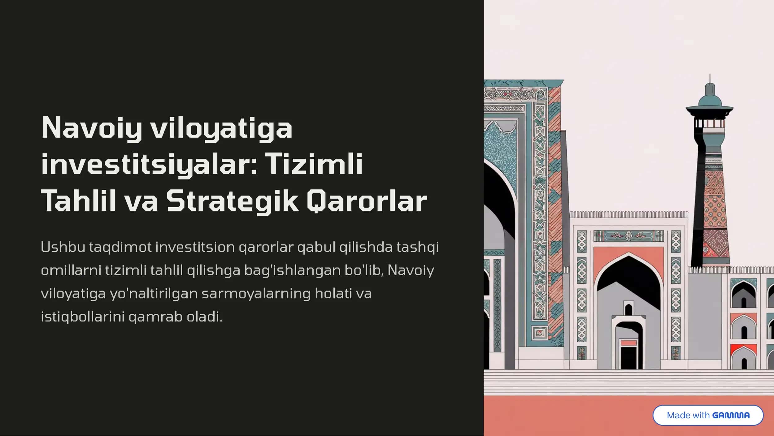 Navoiy viloyatiga Investitsiyalar: Tizimli Tahlil va Strategik Qarorlar 1