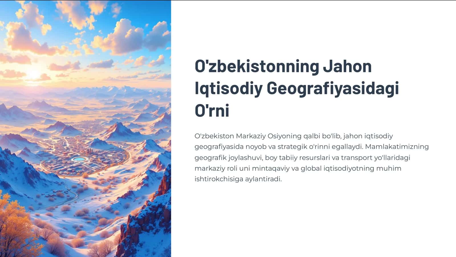 O'zbekistonning Jahon Iqtisodiy Geografiyasidagi O'rni 1