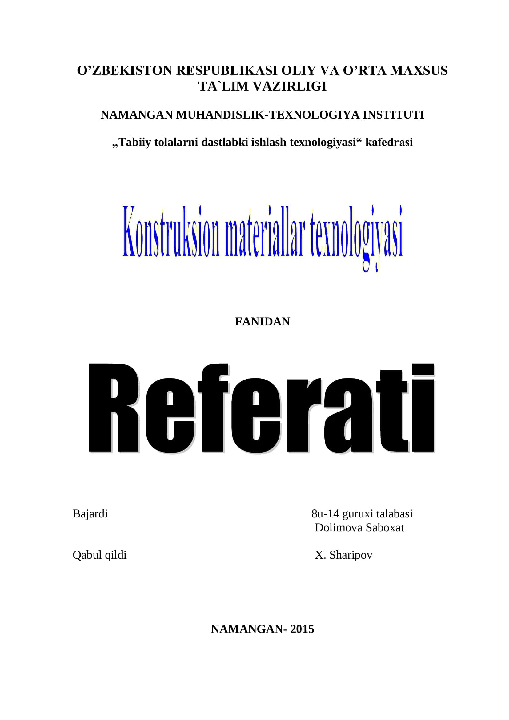 Tabiiy tolalarni dastlabki ishlash texnologiyasi 1