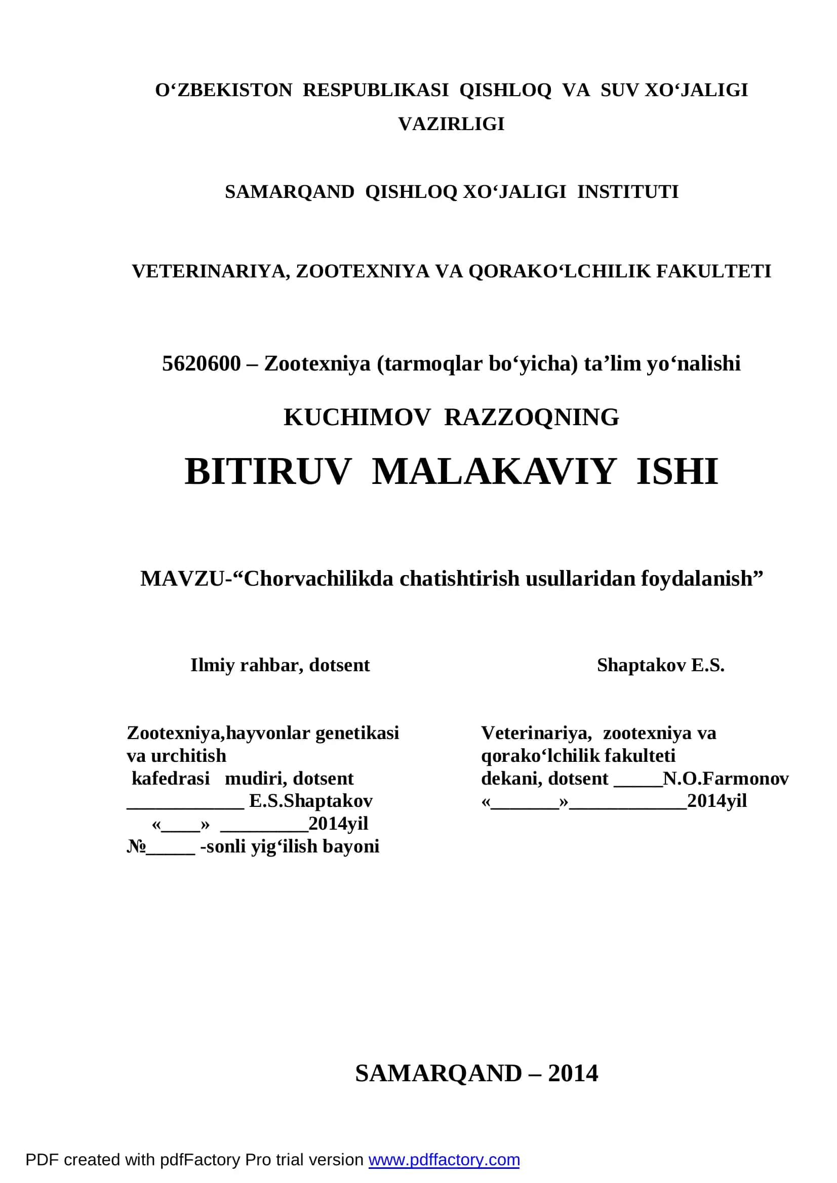 Chorvachilikda chatishtirish usullaridan foydalanish 1