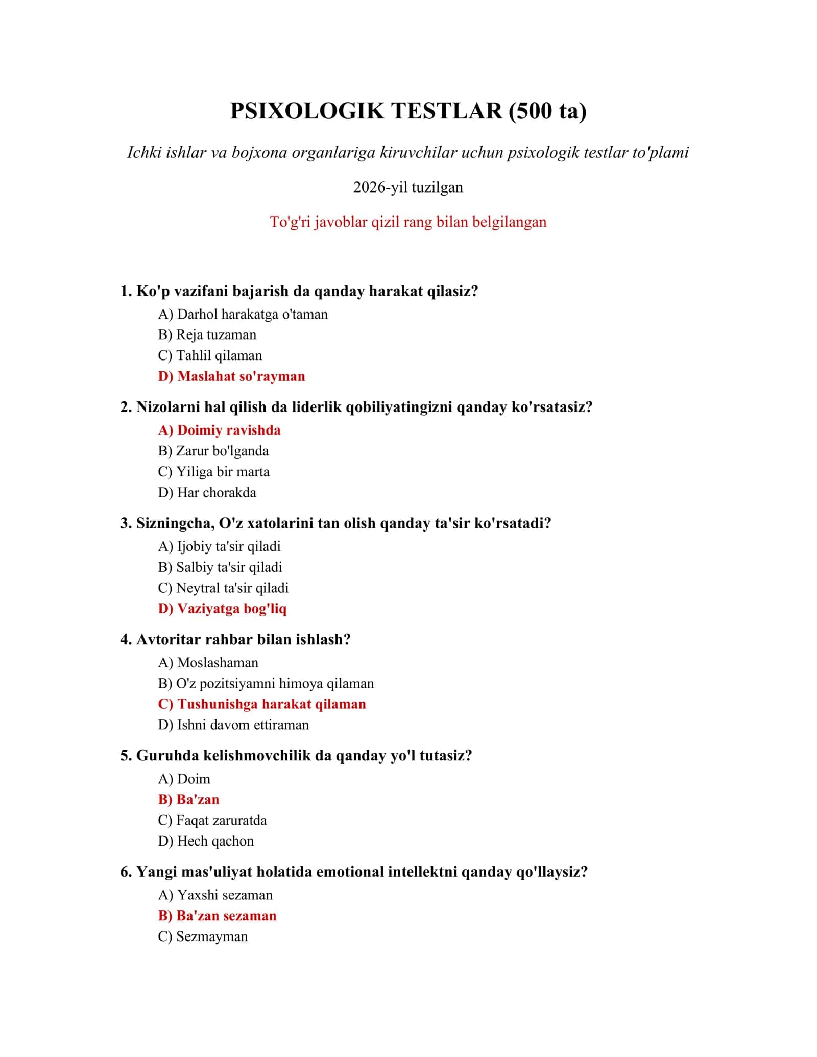 PSIXOLOGIK TESTLAR (500 ta) 1