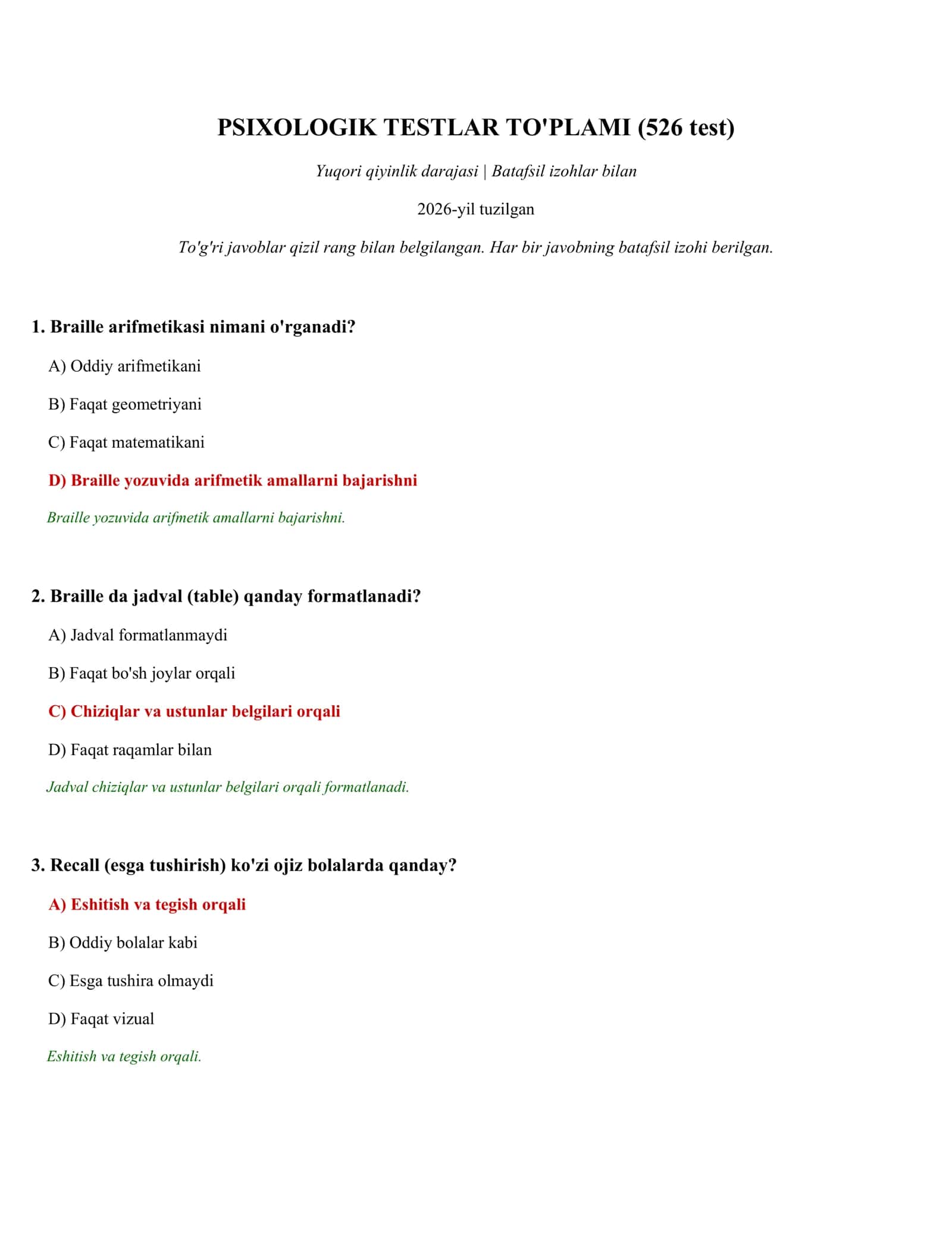 PSIXOLOGIK TESTLAR TO'PLAMI (526 test) 1