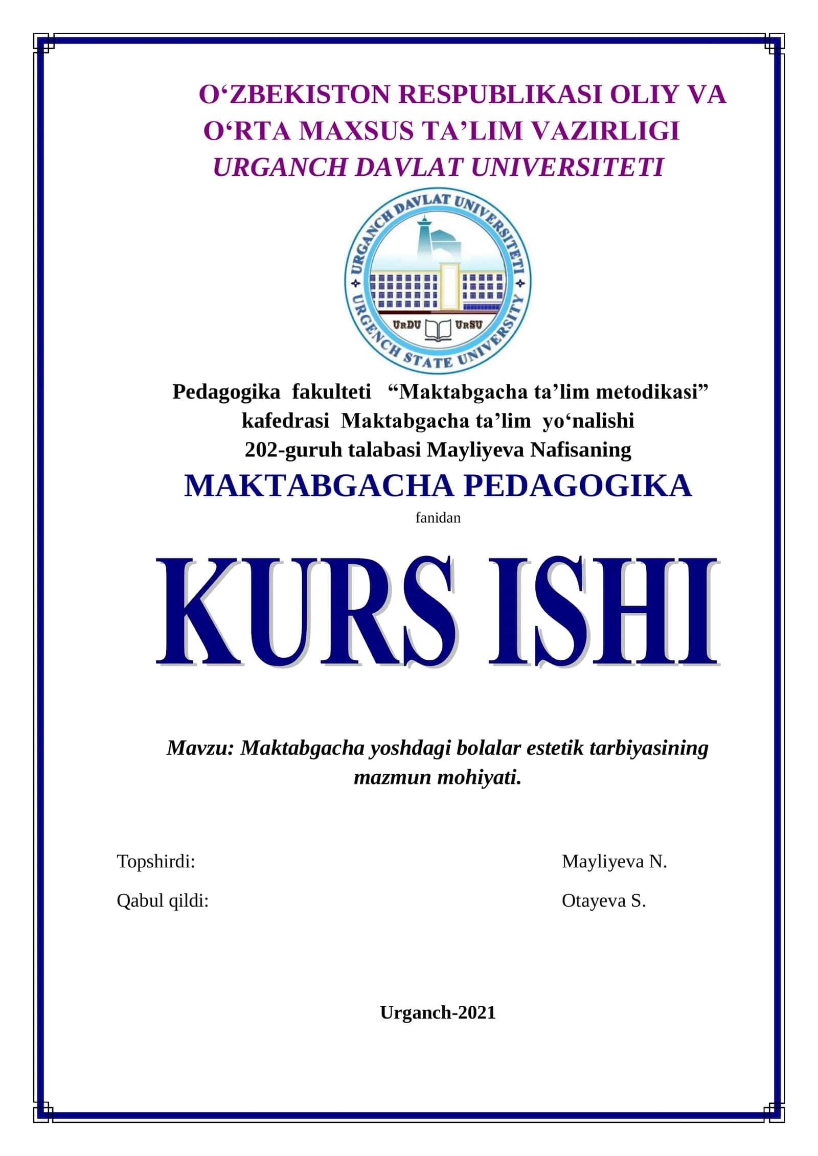 Maktabgacha yoshdagi bolalar estetik tarbiyasining mazmun mohiyati 1
