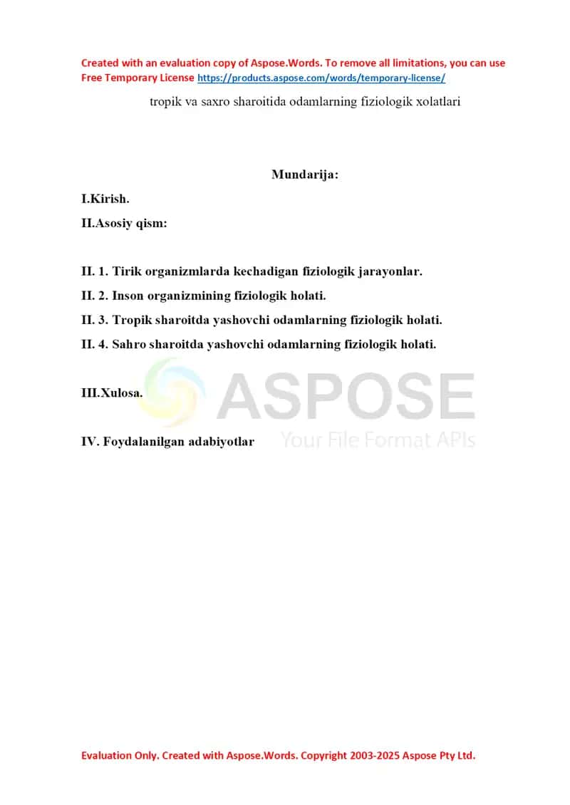 Tropik va saxro sharoyitida odamlarning fiziyologik xolatlari 1