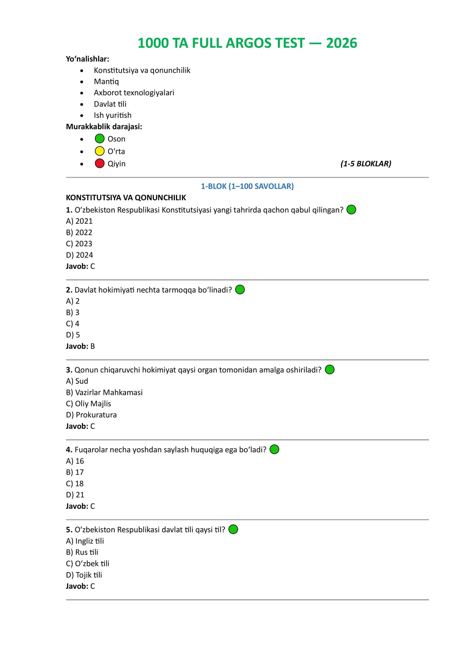 Argos test javoblari bazasi 1-qism 2026-yil yangi 1