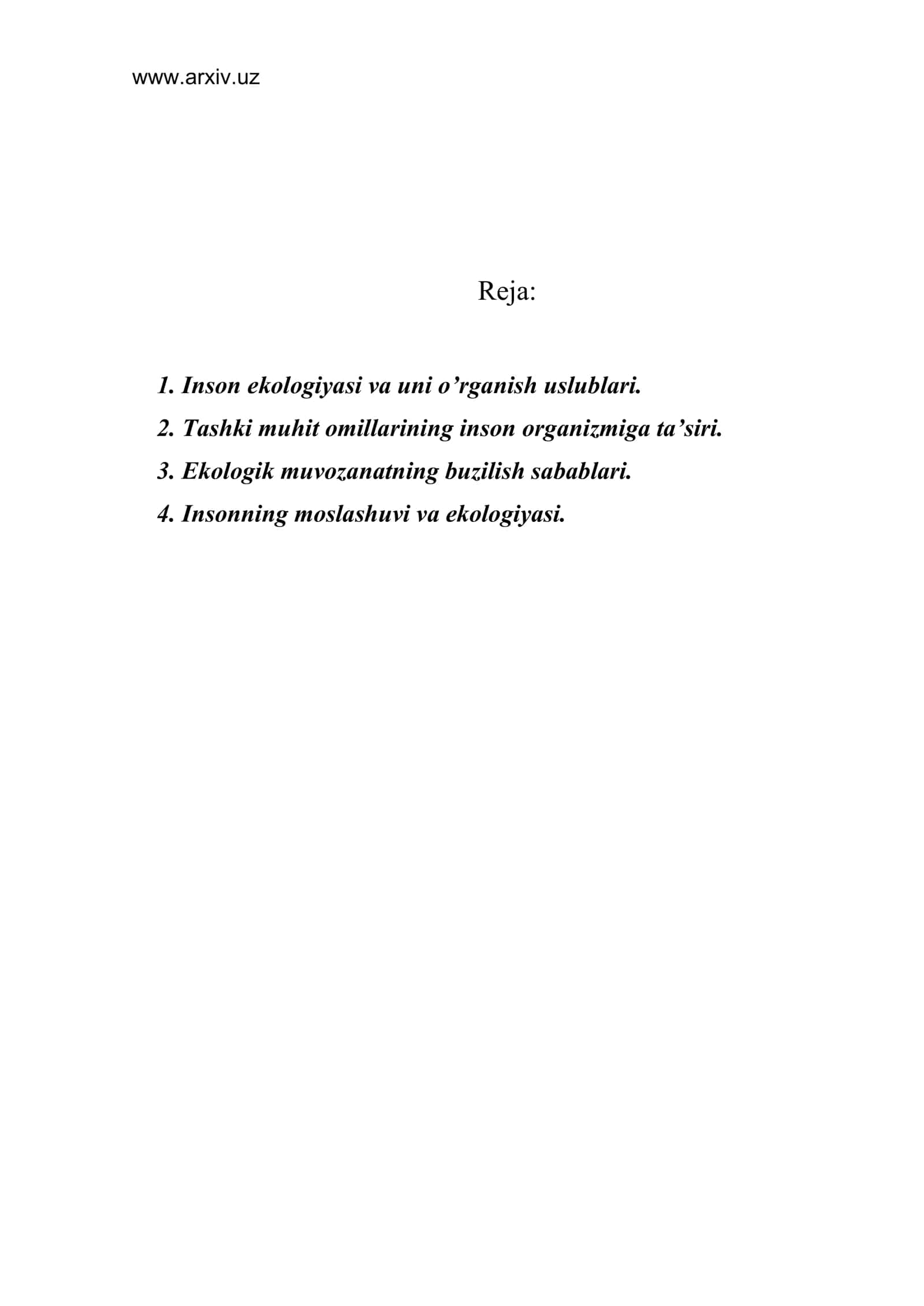 Inson ekologiyasi va uni o’rganish uslublari 1