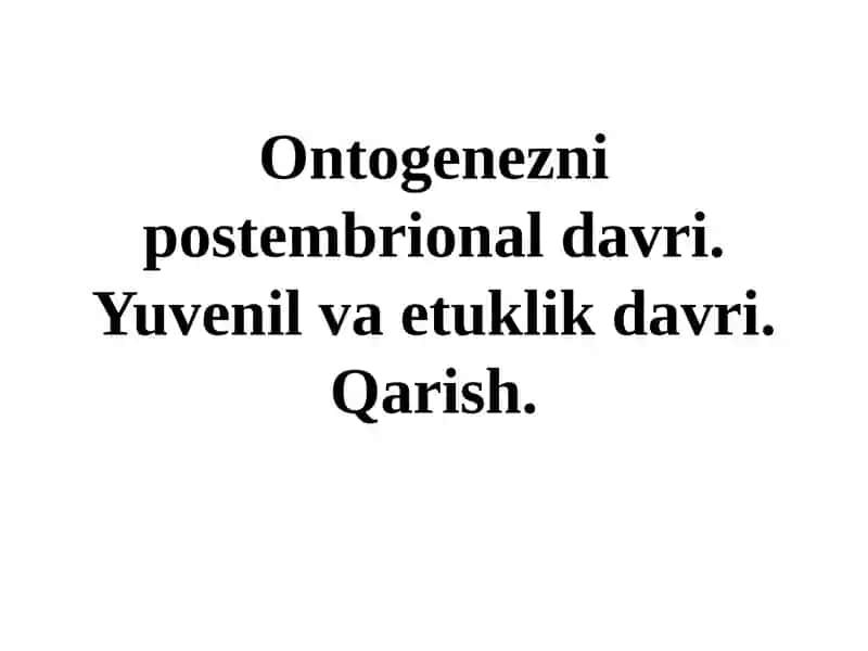 Ontogenezni postembrional davri