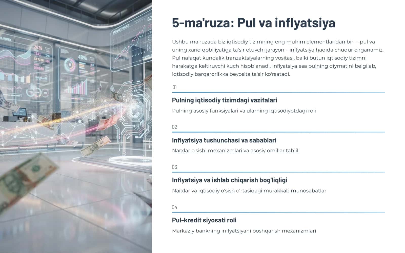 5-ma'ruza: Pul va inflyatsiya 1