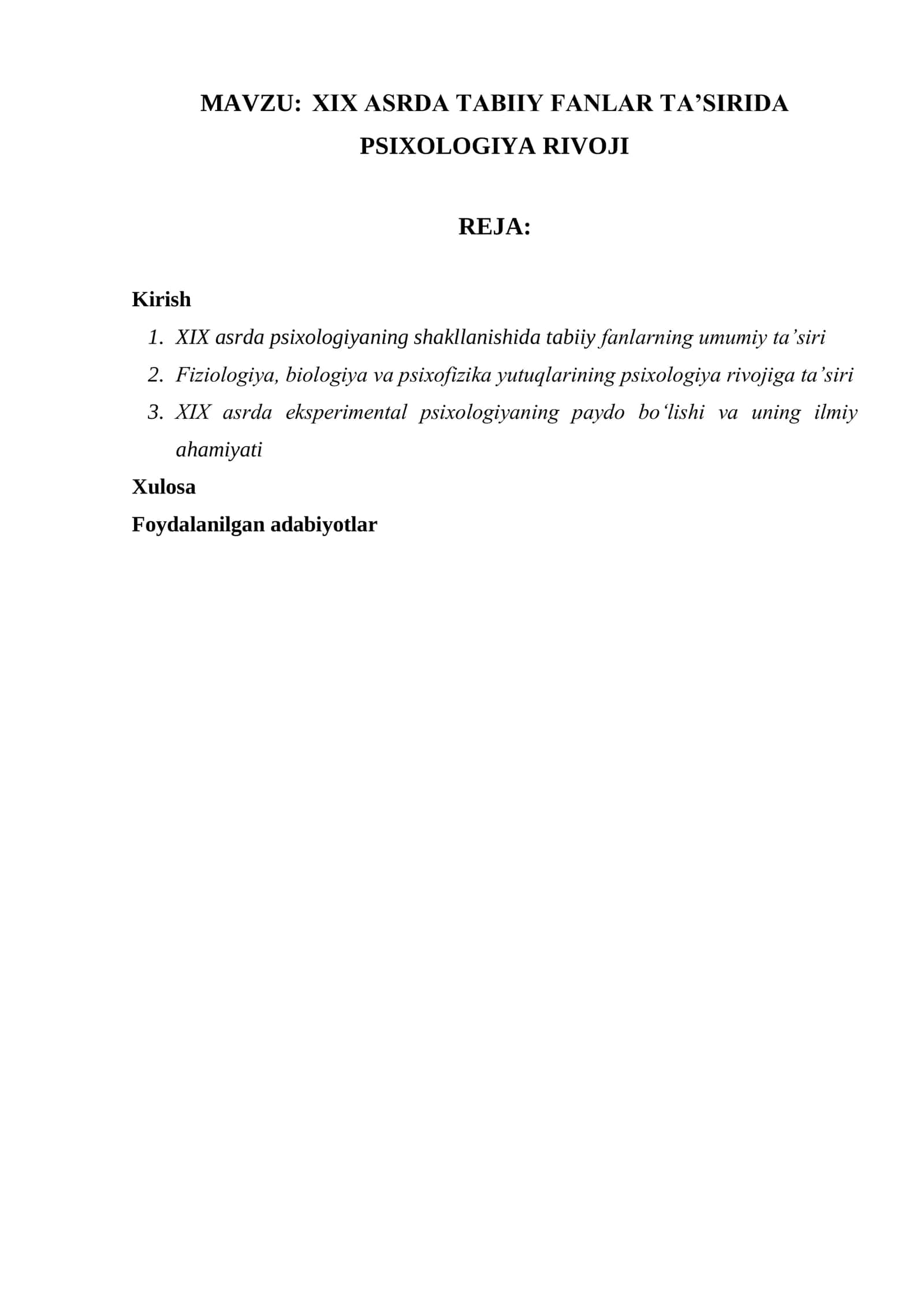 XIX ASRDA TABIIY FANLAR TA’SIRIDA PSIXOLOGIYA RIVOJI 1