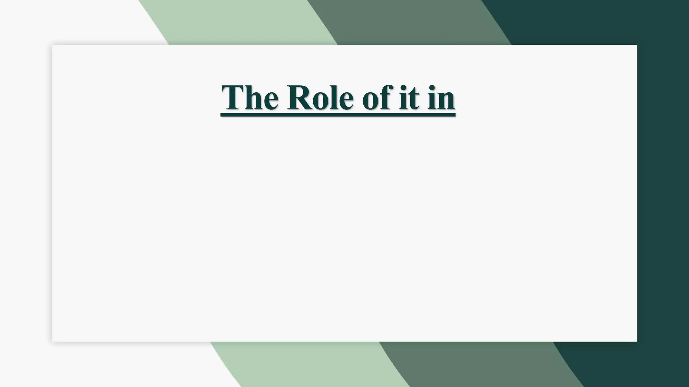 The Role of IT in Plan 1