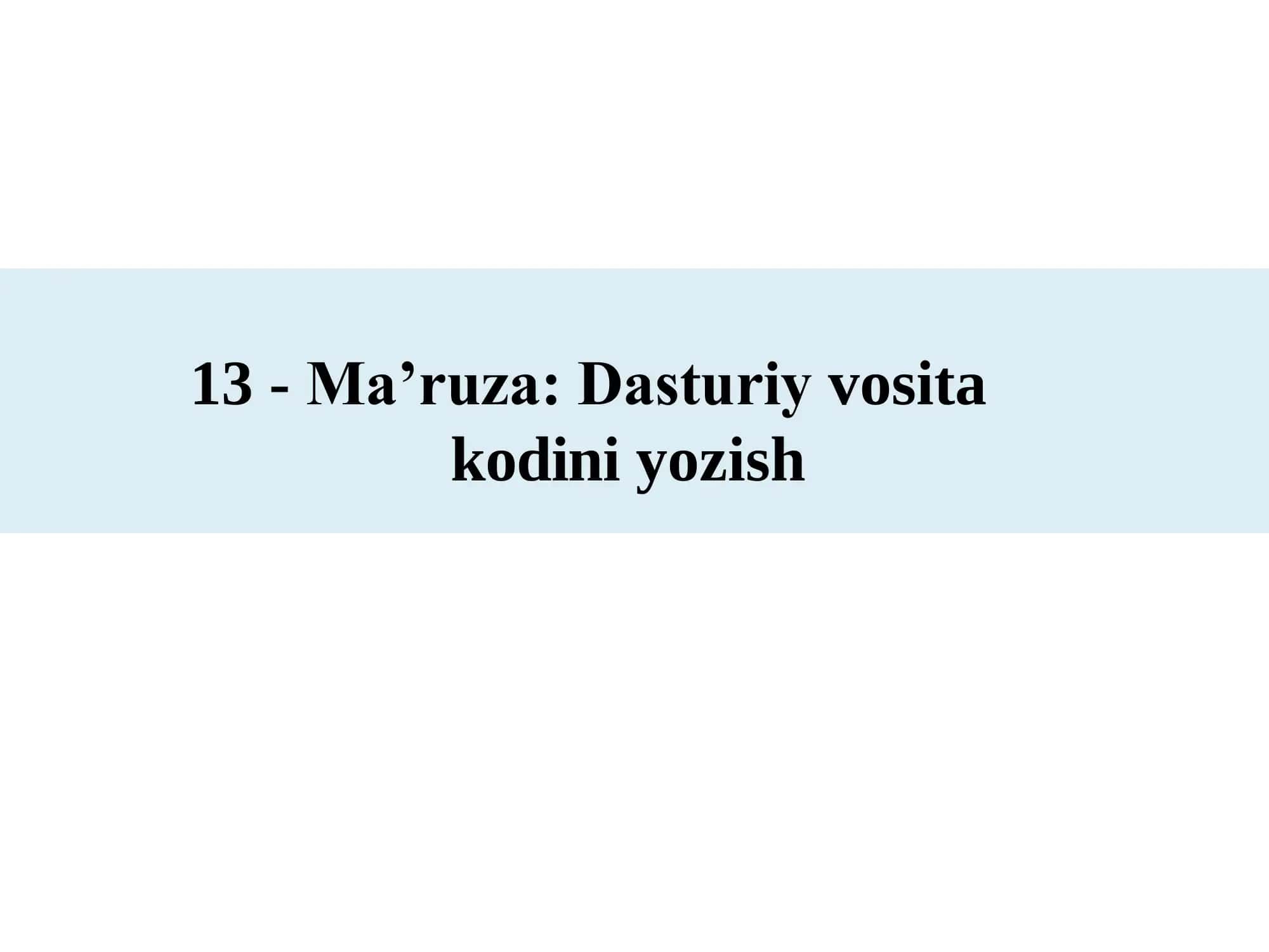 Dasturiy vositalar xavfsizligi 1