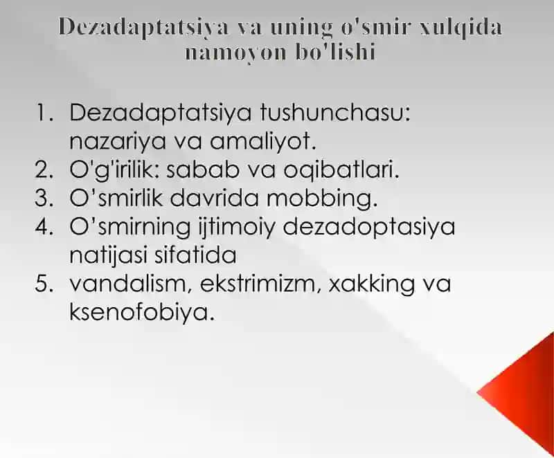 Dezadaptatsiya haqida tushuncha