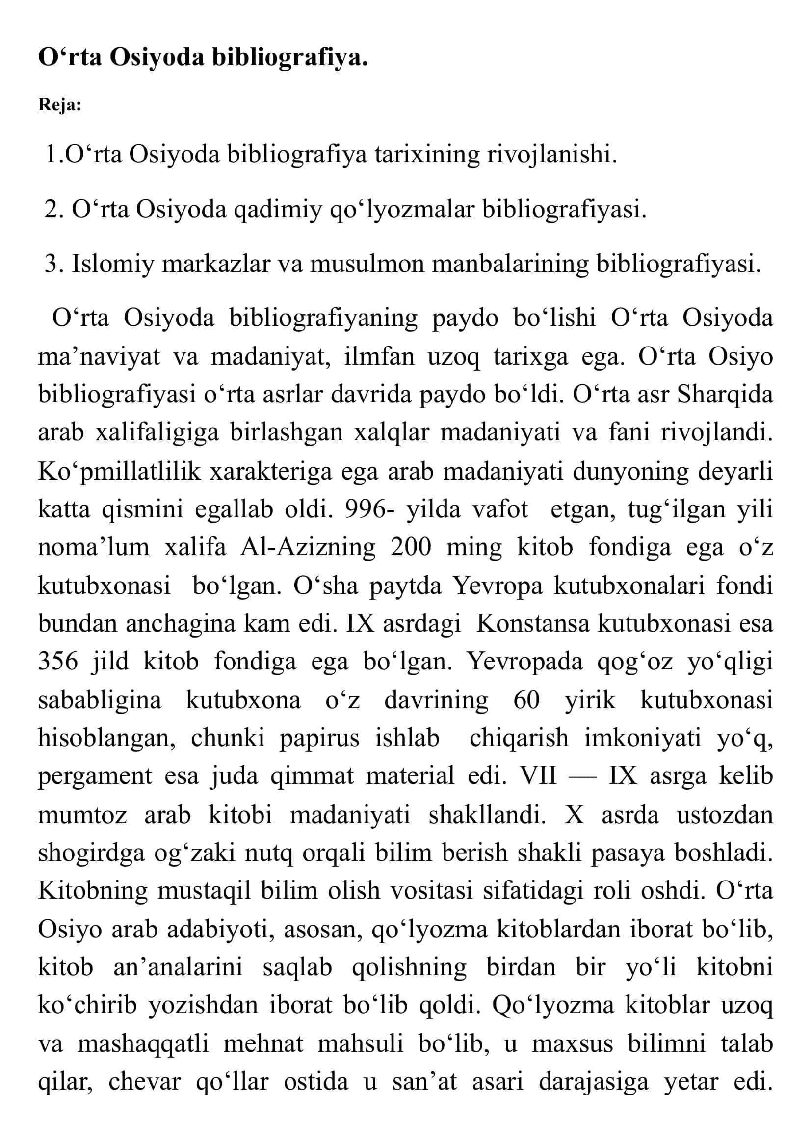 O‘rta Osiyoda bibliografiya 1