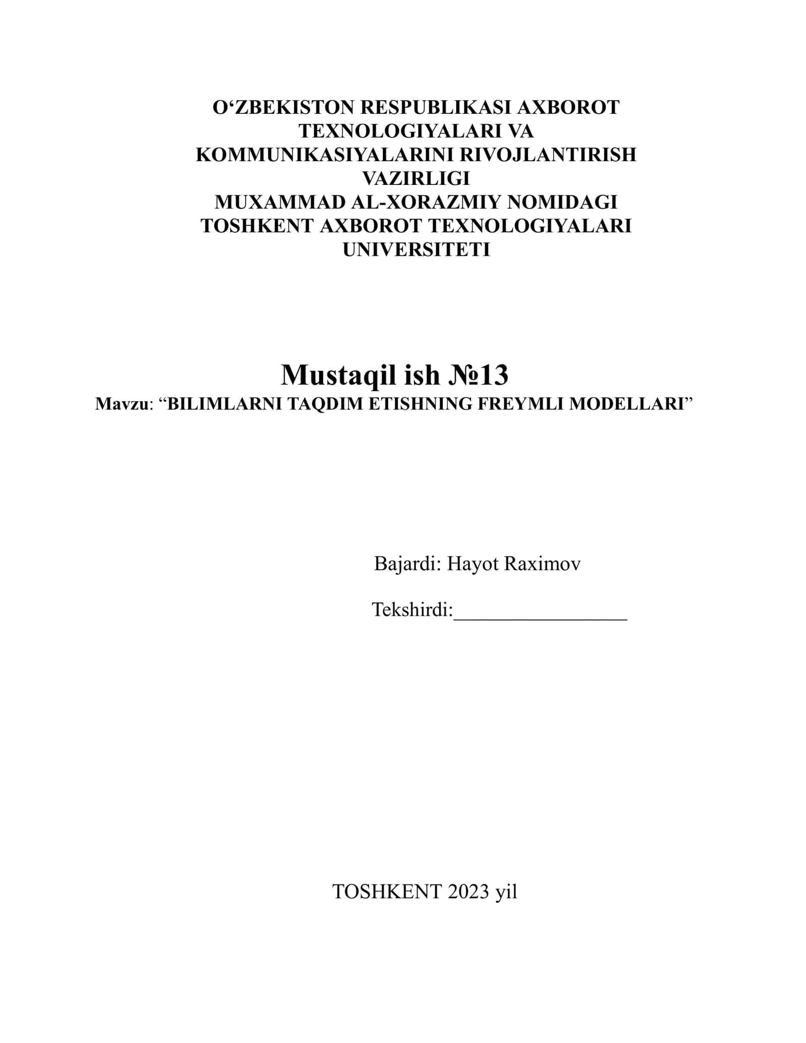 BILIMLARNI TAQDIM ETISHNING FREYMLI MODELLAR 1