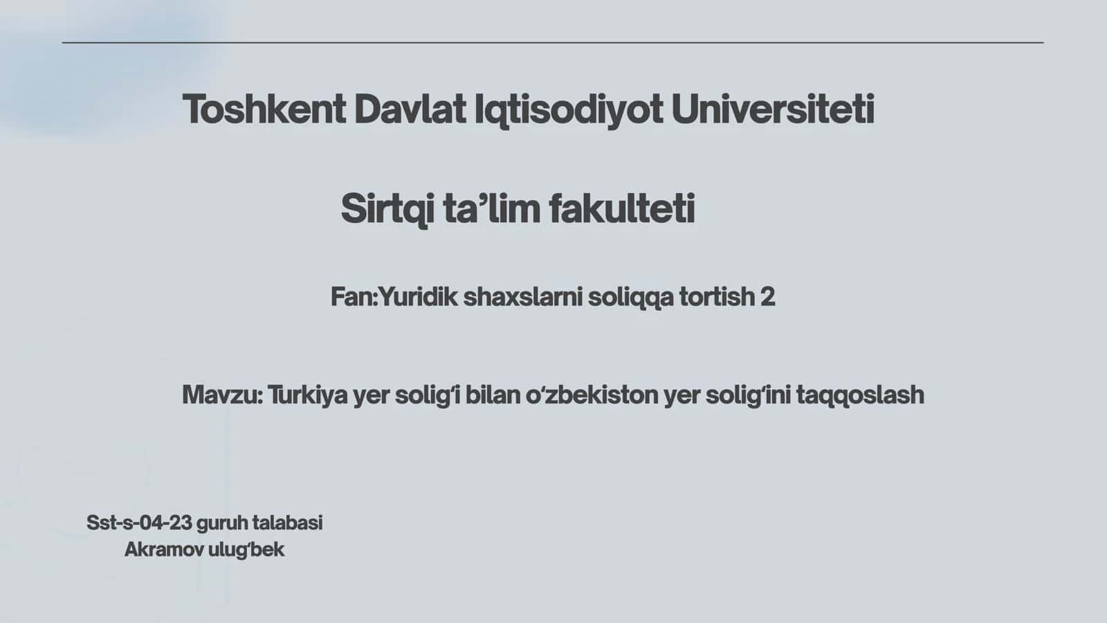 Turkiya yer soligʻi bilan oʻzbekiston yer soligʻini taqqoslash 1