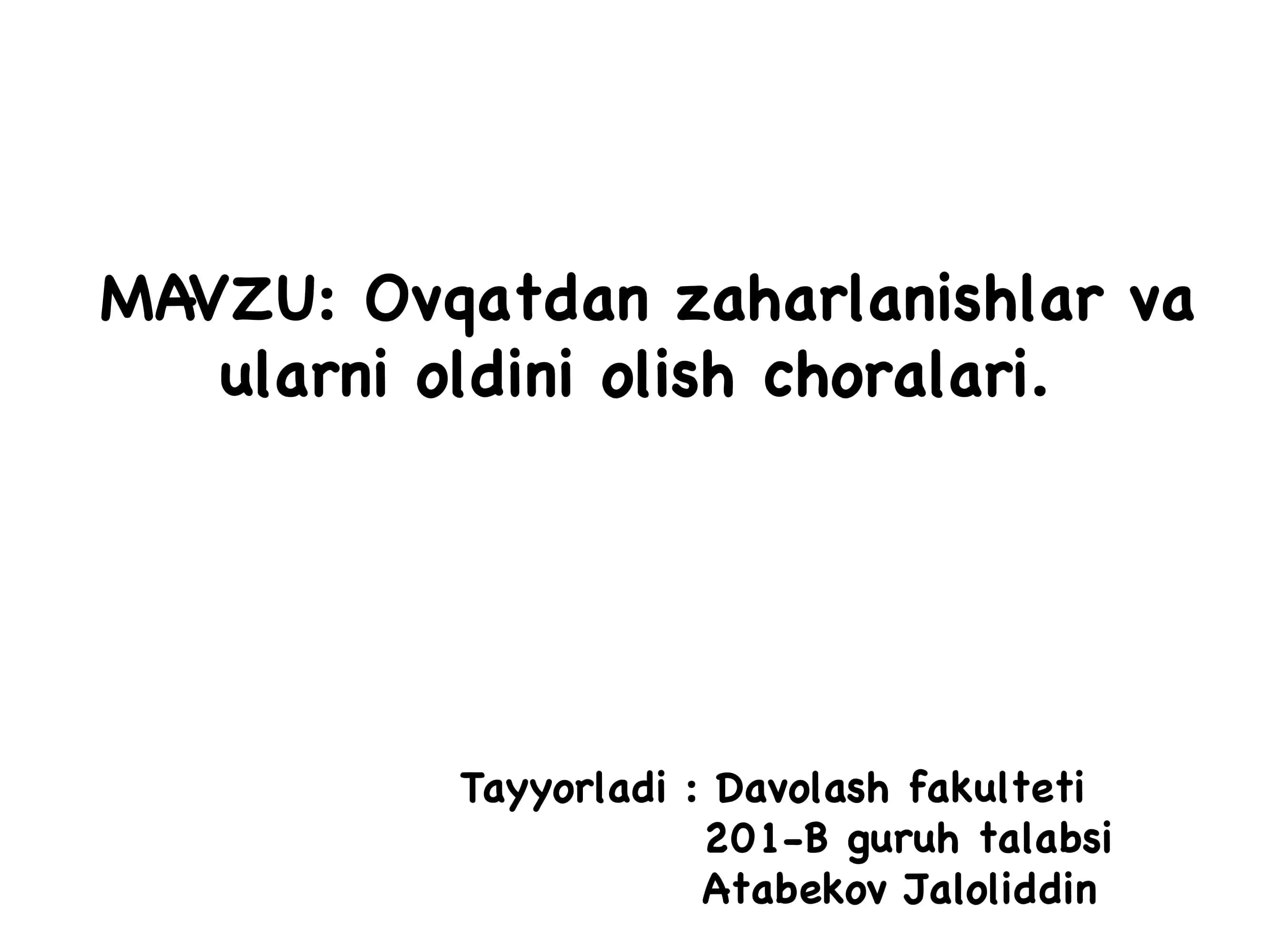 Ovqaydan zaharlanish va uning oqibatlari 1