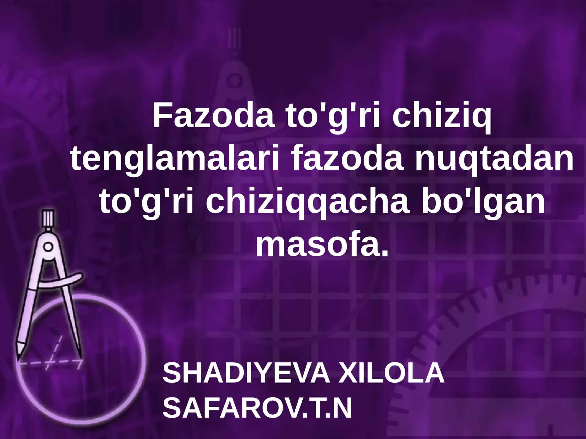 Fazoda to'g'ri chiziq tenglamalari 1
