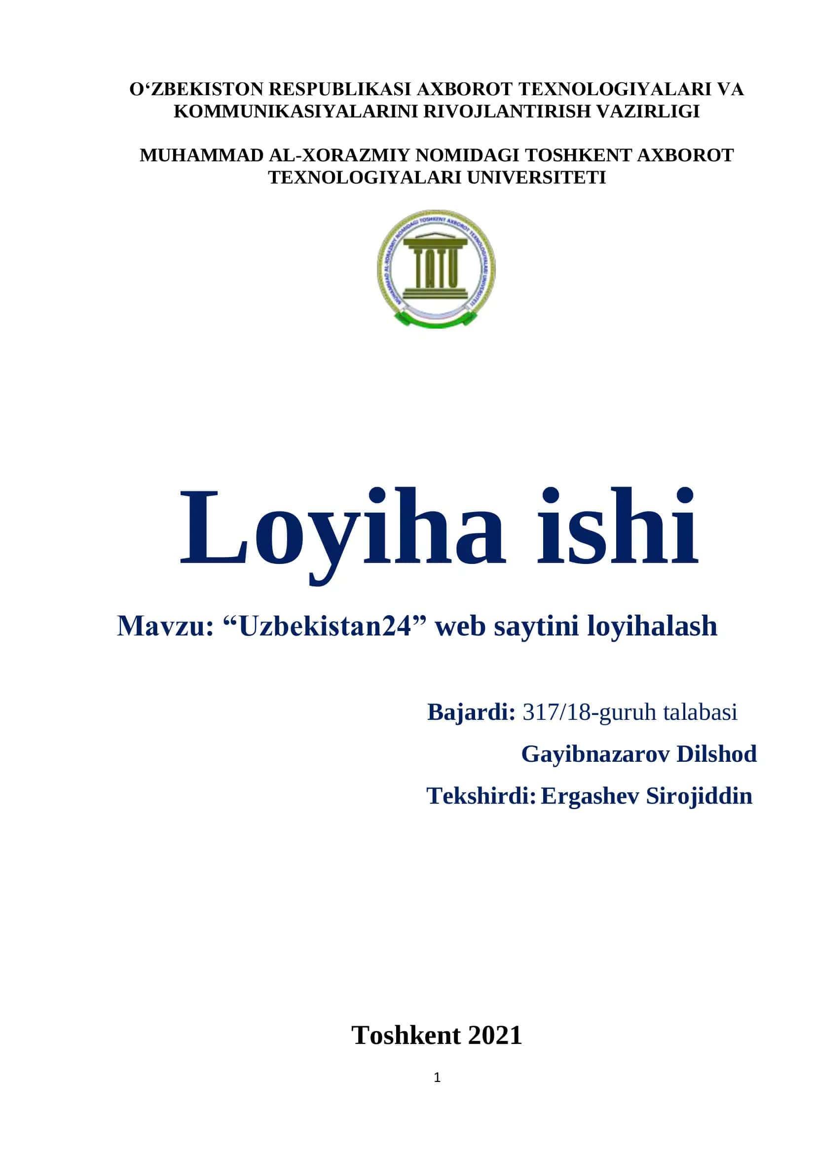 "Uzbekistan24" web saytini loyihalash 1