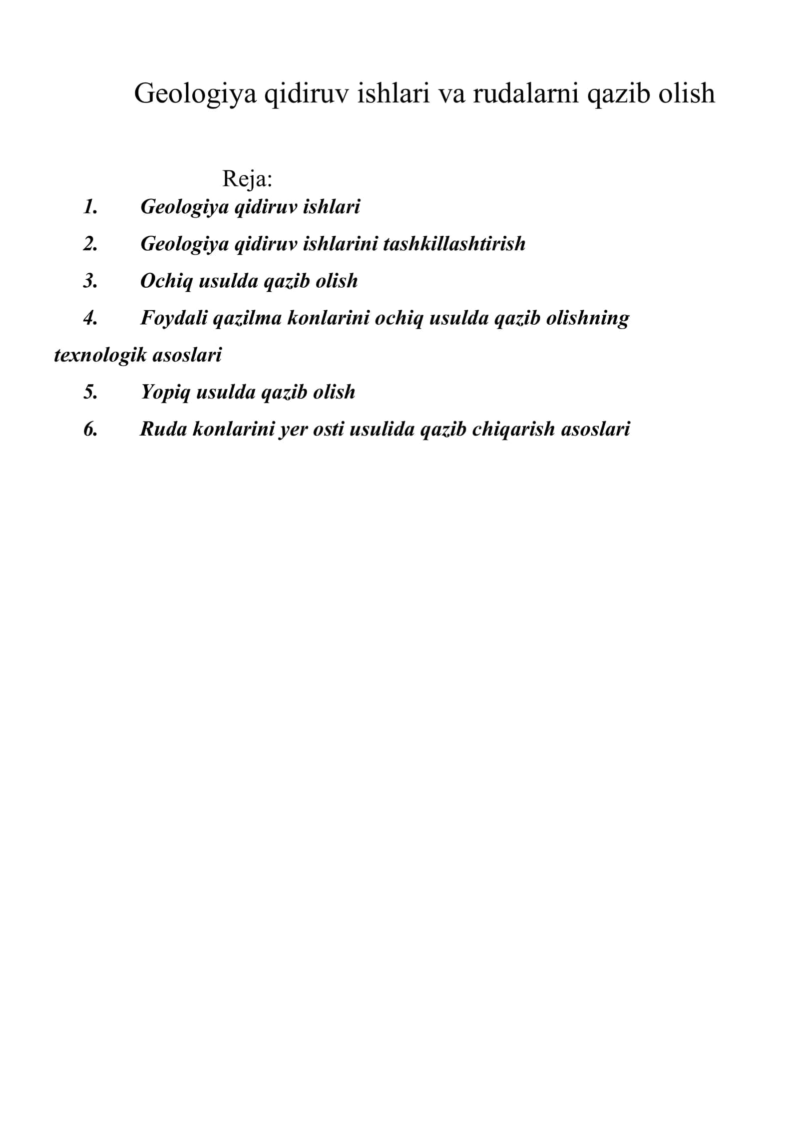 Geologiya qidiruv ishlari va rudalarni qazib olish 1