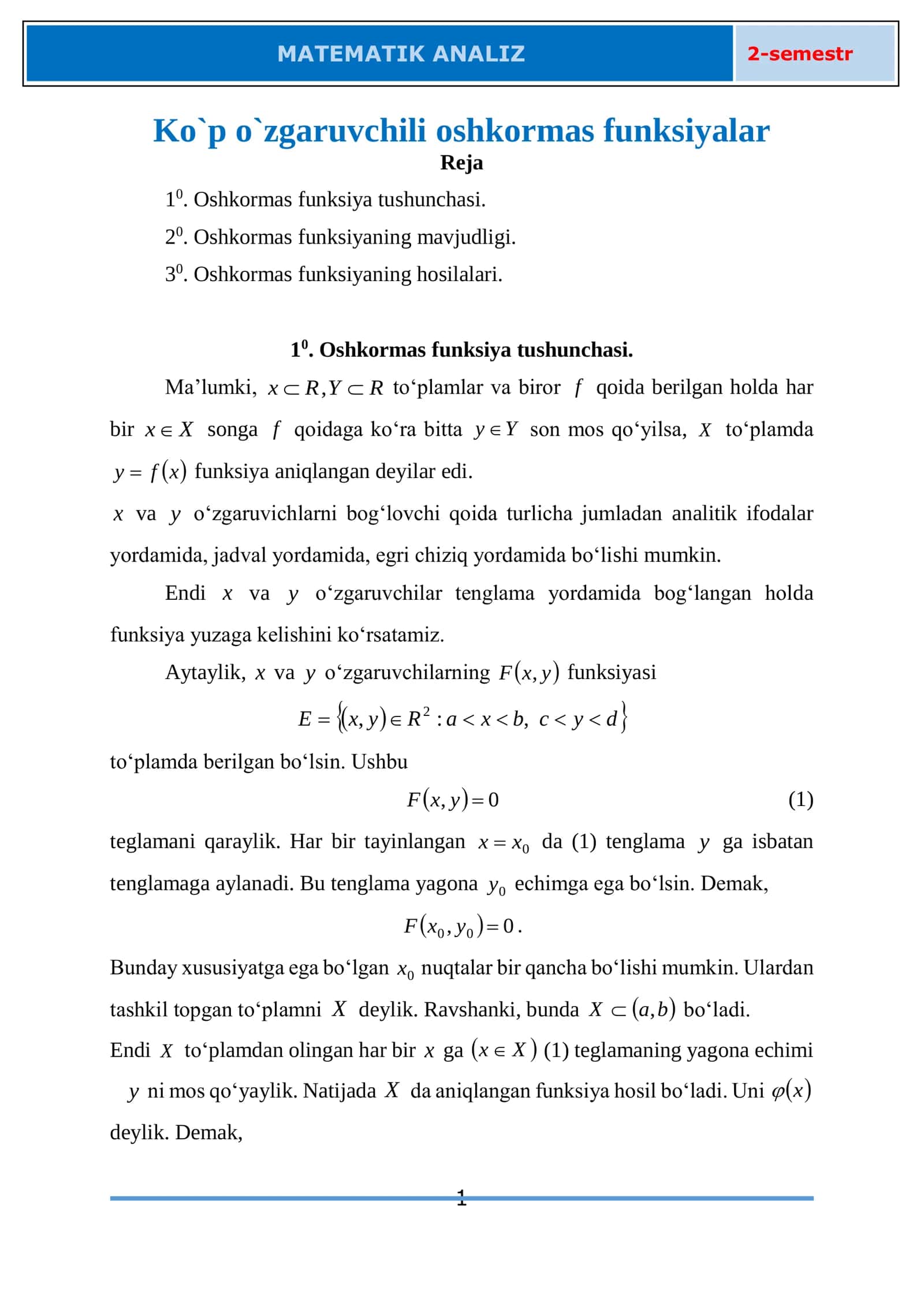 MATEMATIK ANALIZ 1