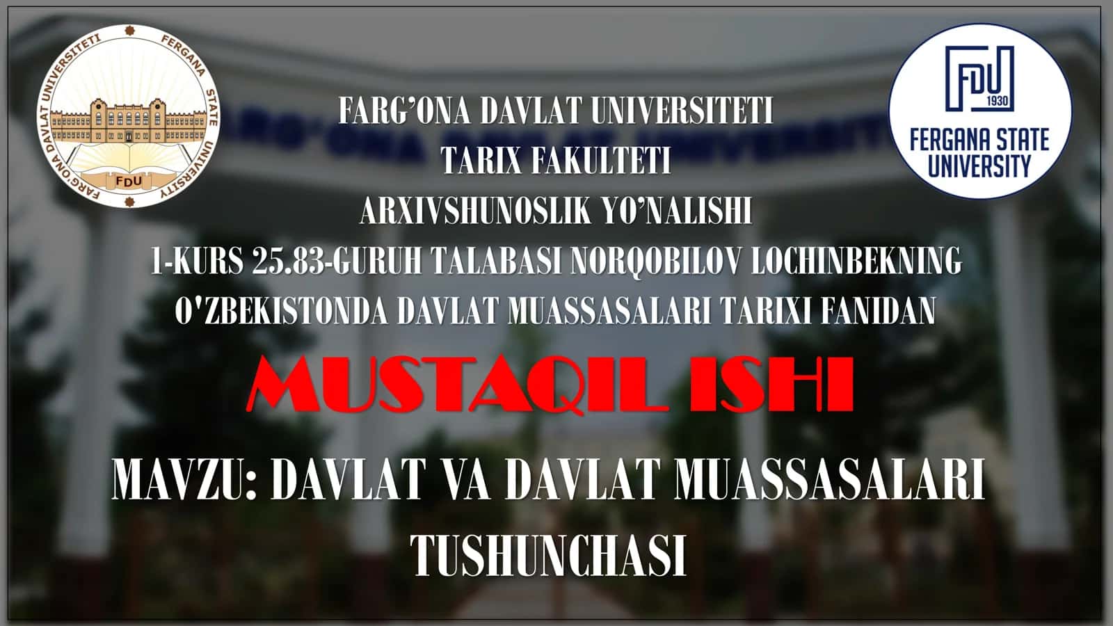 DAVLAT VA DAVLAT MUASSASALARI TUSHUNCHASI 1