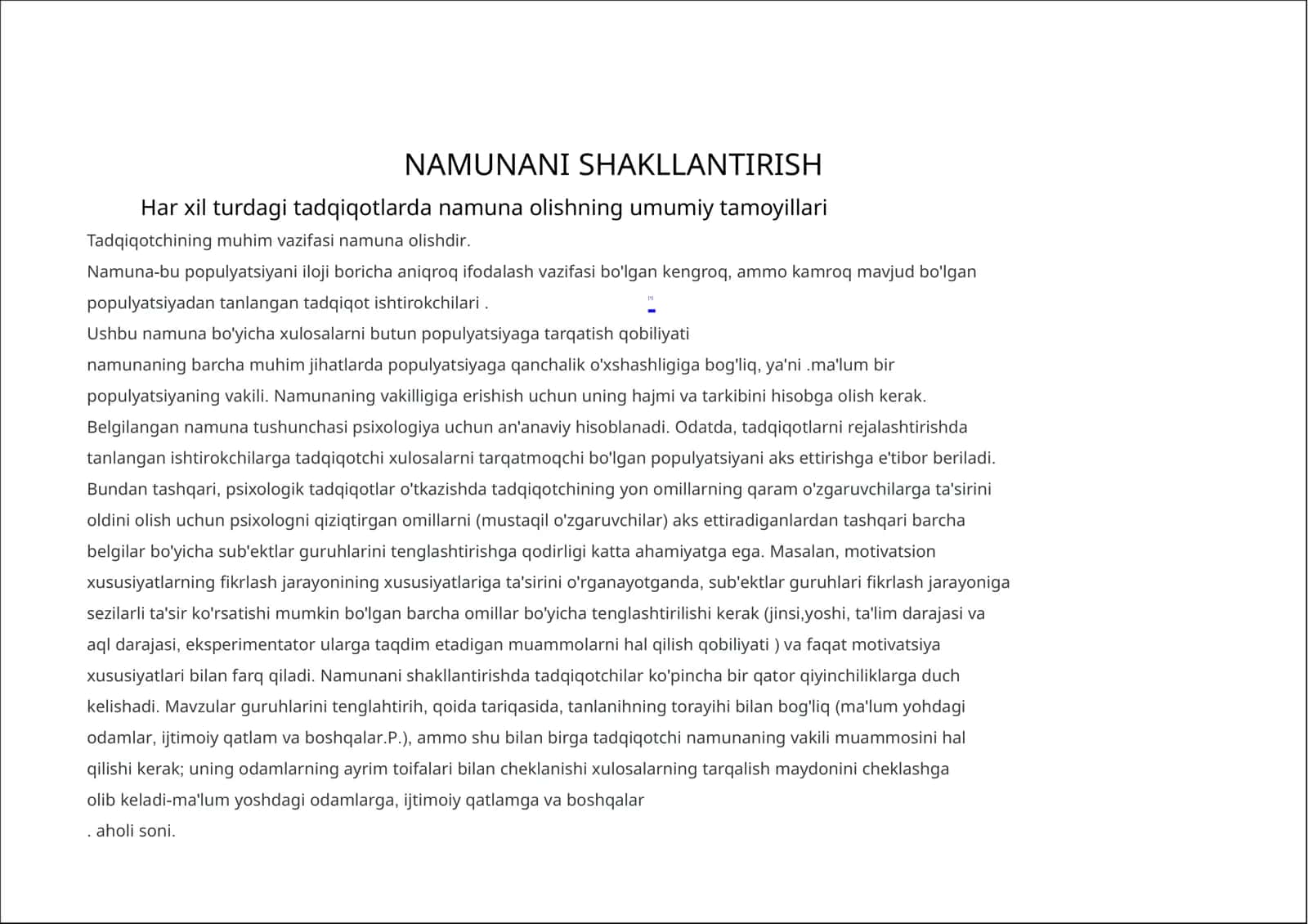 Namunani Shakllantirish 1