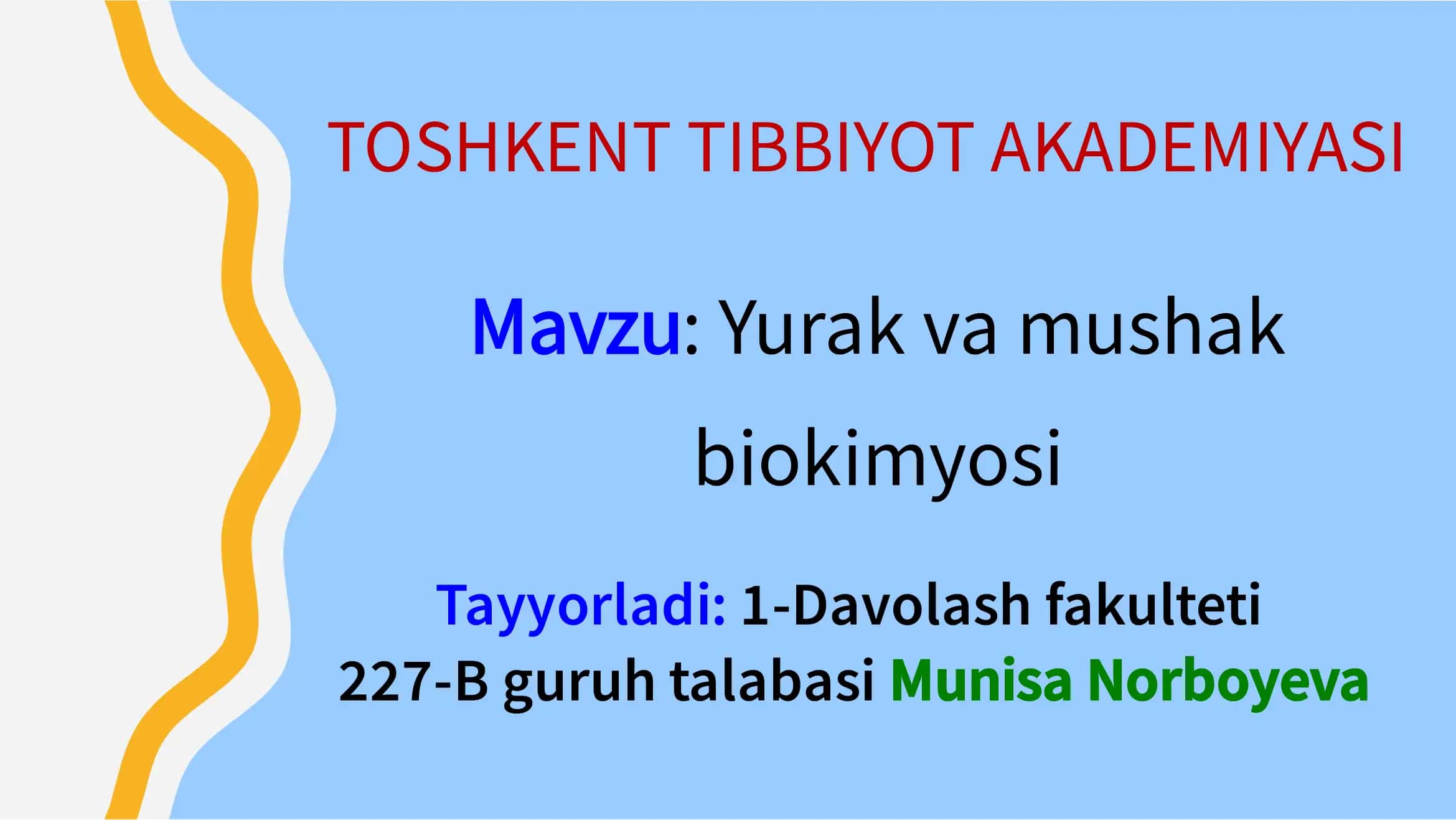 Yurak va mushak biokimyosi 1
