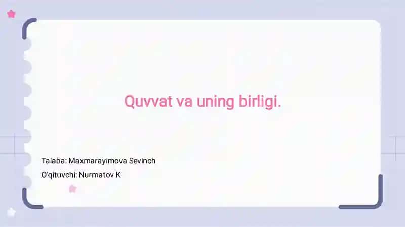 Quvvat va uning birligi