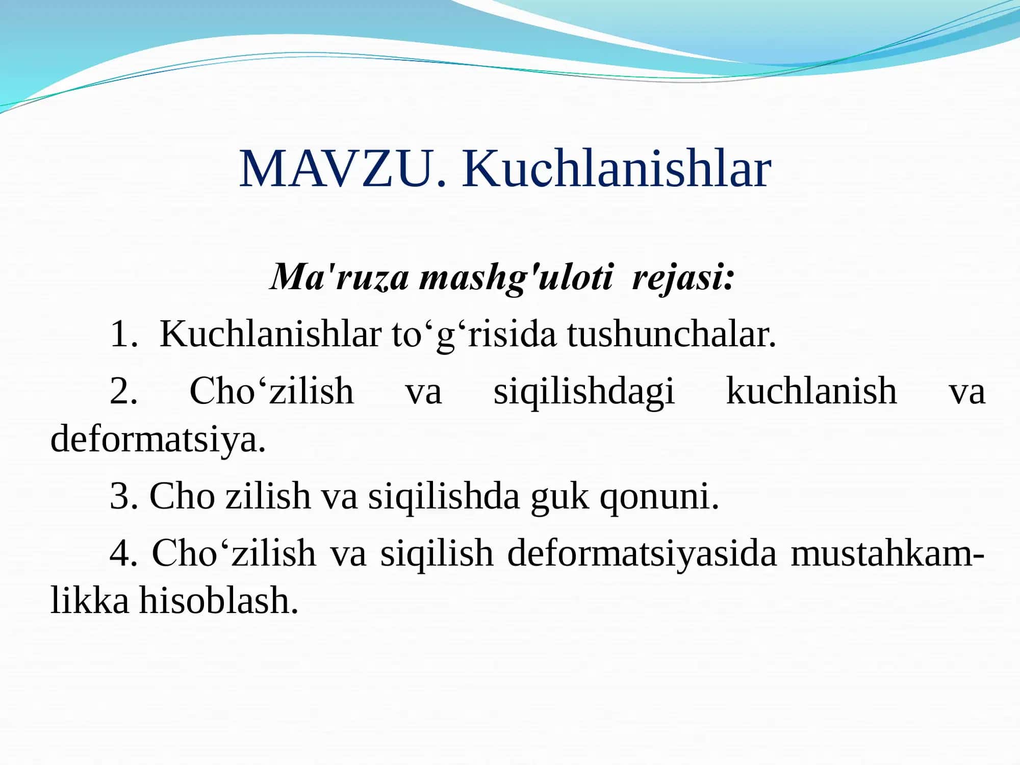 Kuchlanishlar 1