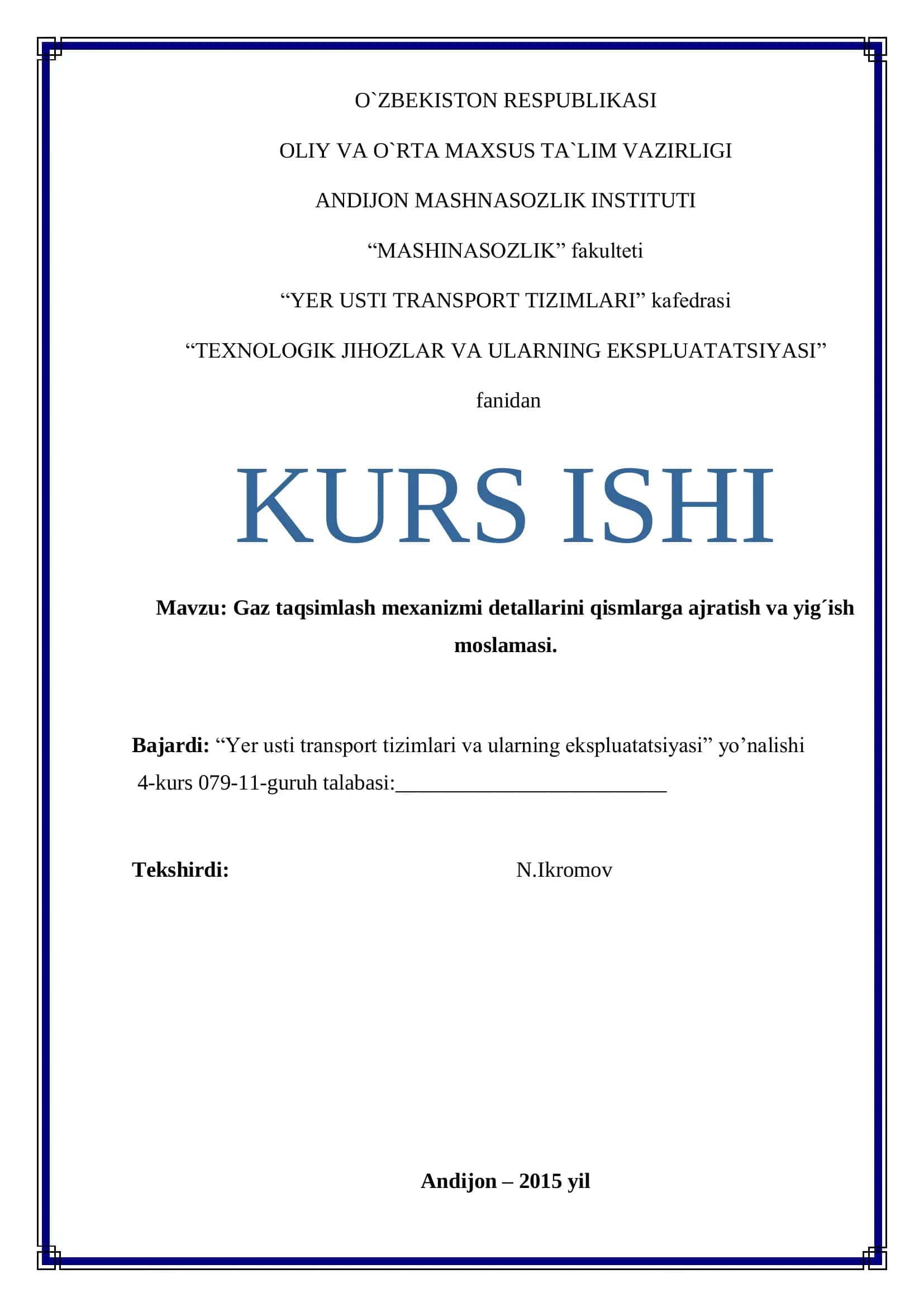 Gaz taqsimlash mexanizmi detallarini qismlarga ajratish va yig´ish moslamasi 1