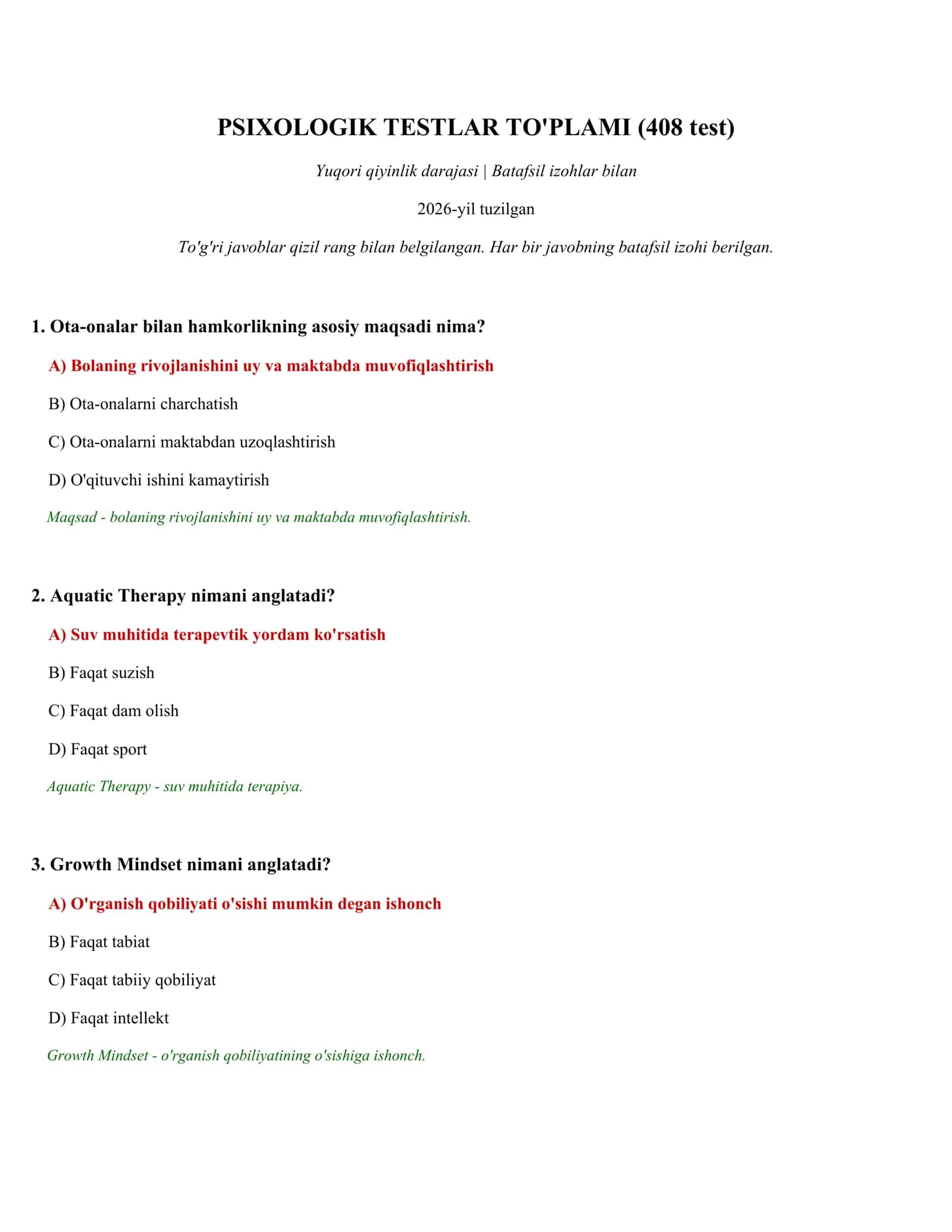 PSIXOLOGIK TESTLAR TO'PLAMI (408 test) 1