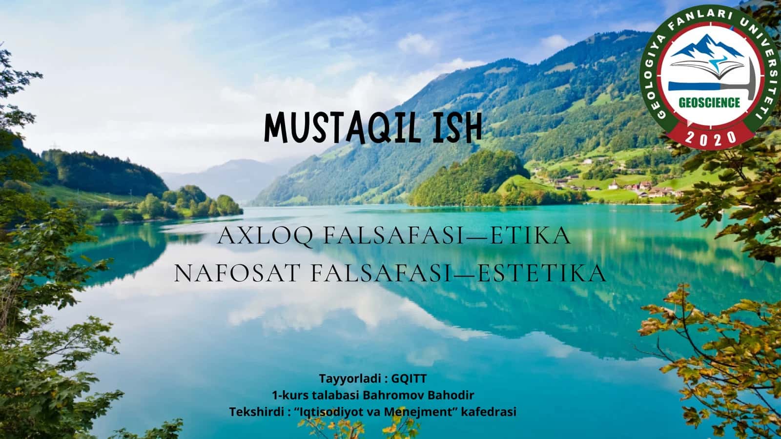 Axloq falsafasi-Etika. Nafosat falsafasi-Estetika 1