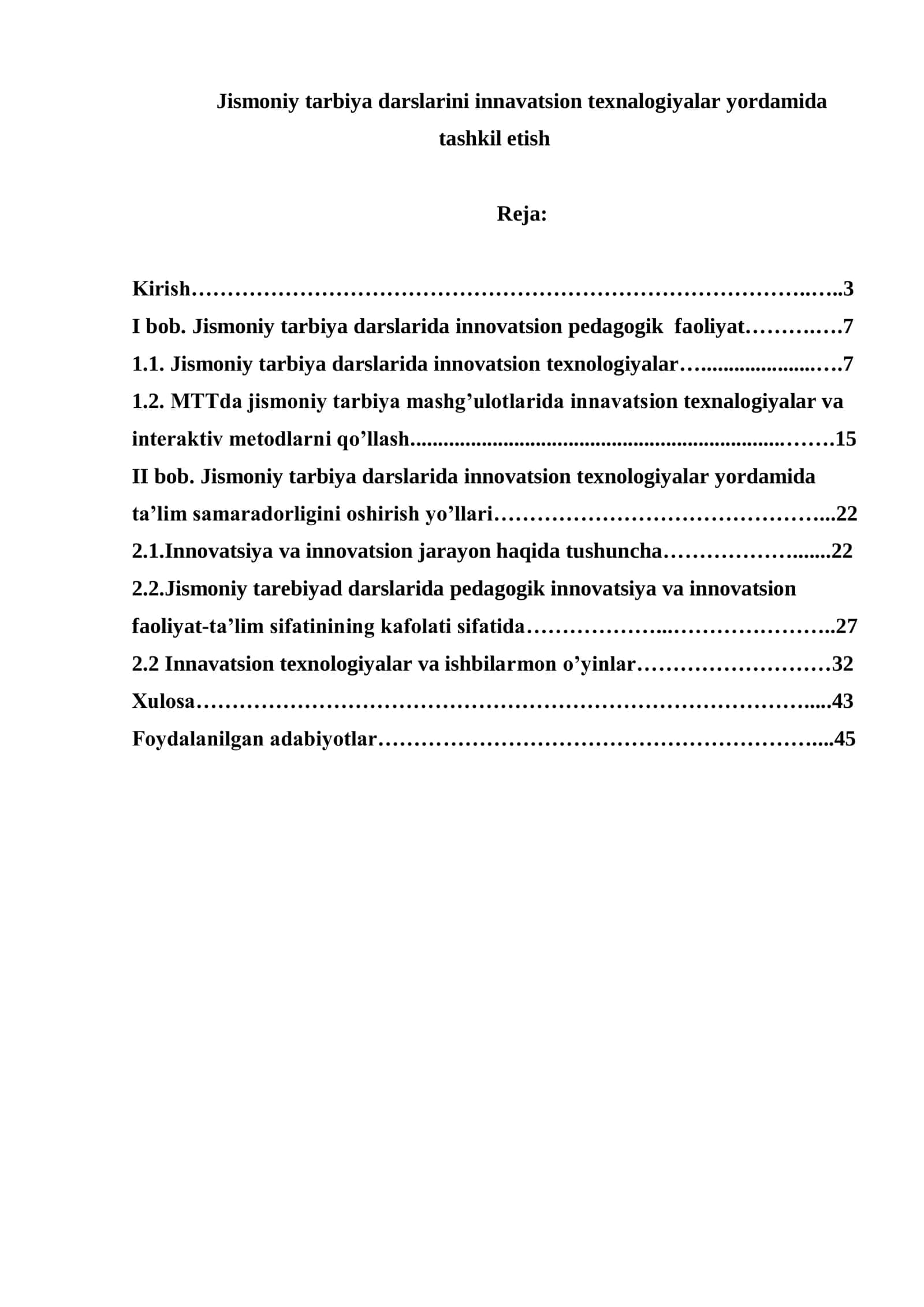 Jismoniy tarbiya darslarini innavatsion texnalogiyalar yordamida 1