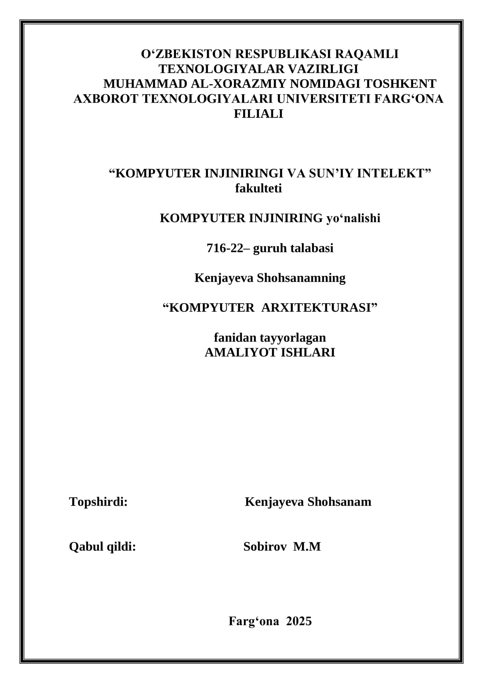 Parallelashtirish tizimlarining arxitekturasi 1