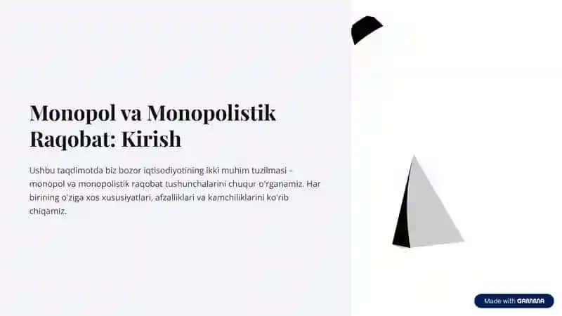 Monopoliyaning Ta'rifi va Asosiy Xususiyatlari