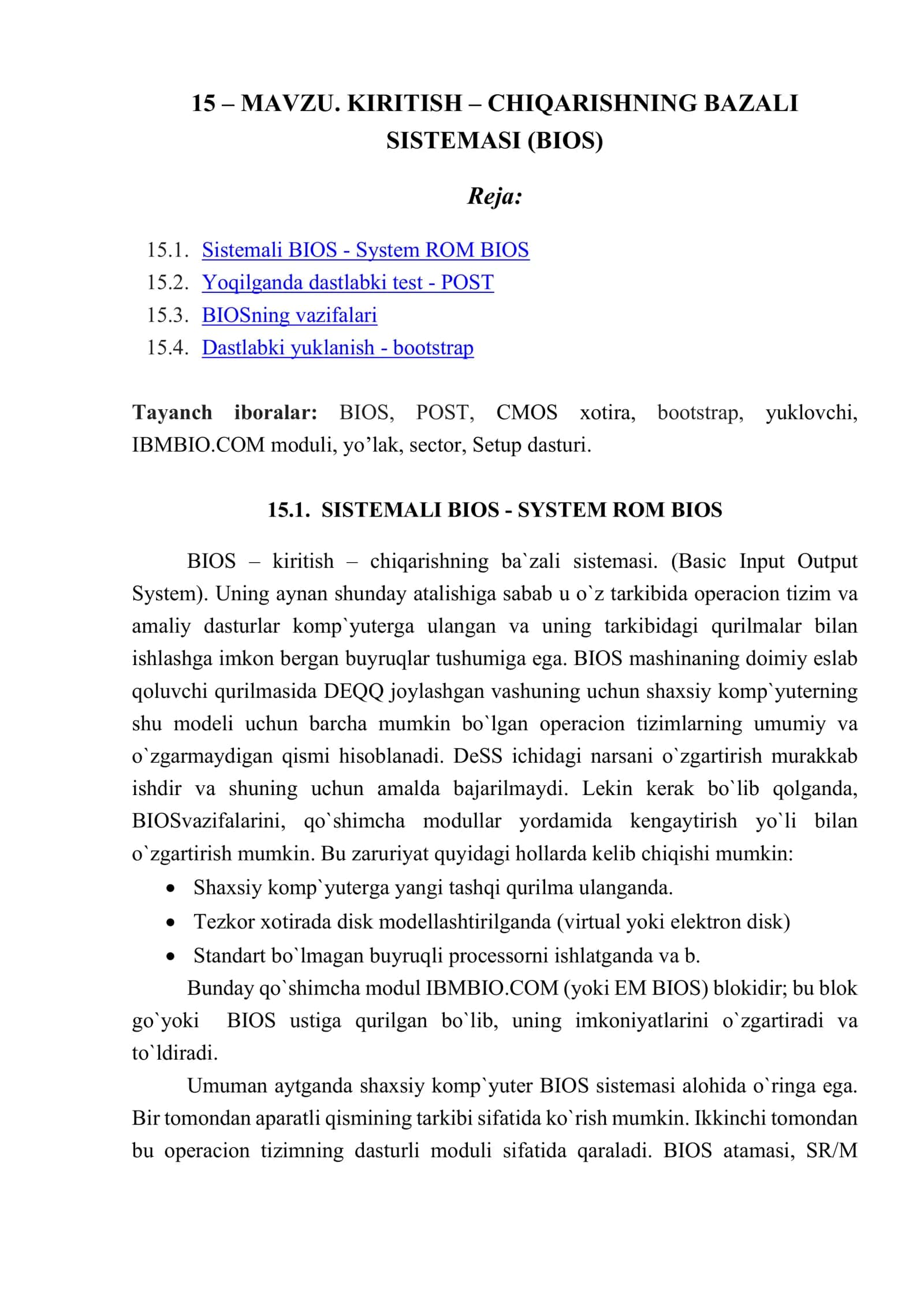 SISTEMALI BIOS - SYSTEM ROM BIOS 1