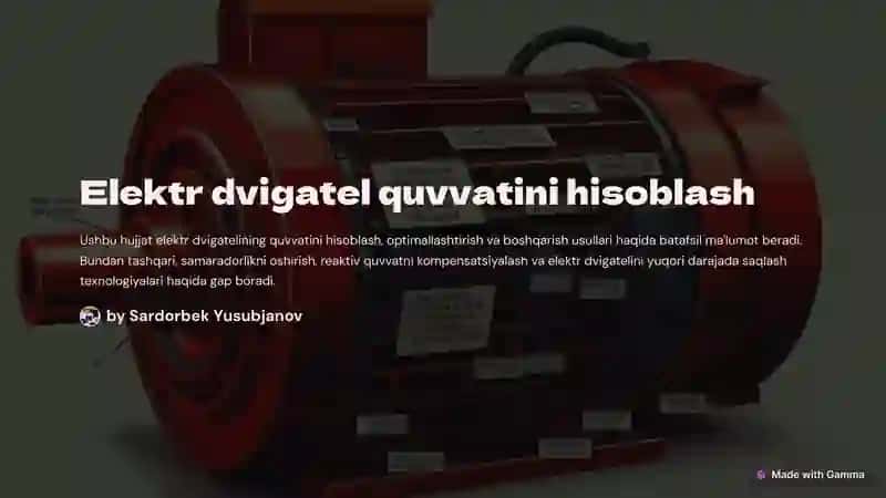 Elektr dvigatel quvvatini hisoblash