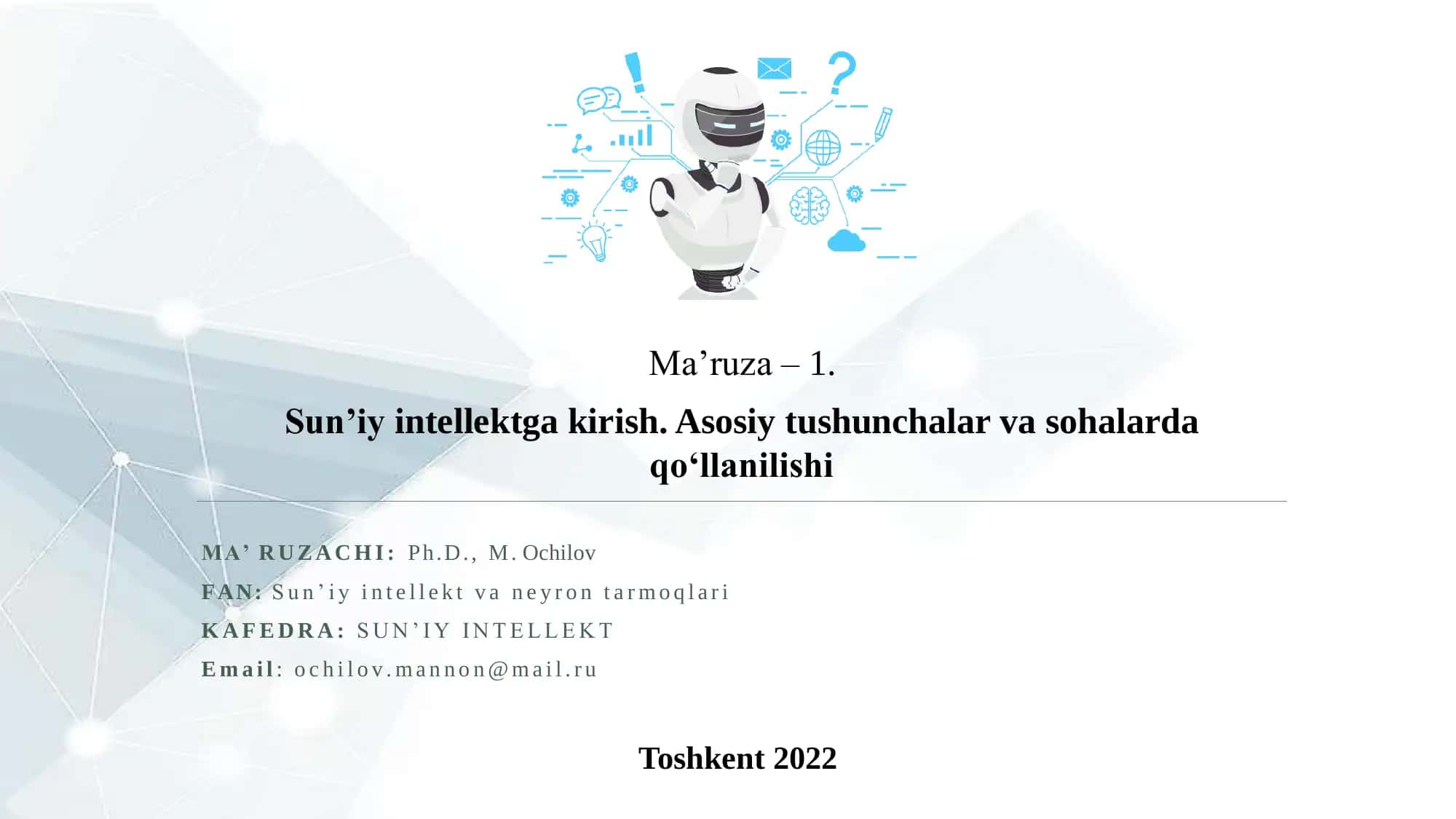 Sun’iy intellekt kursi 1