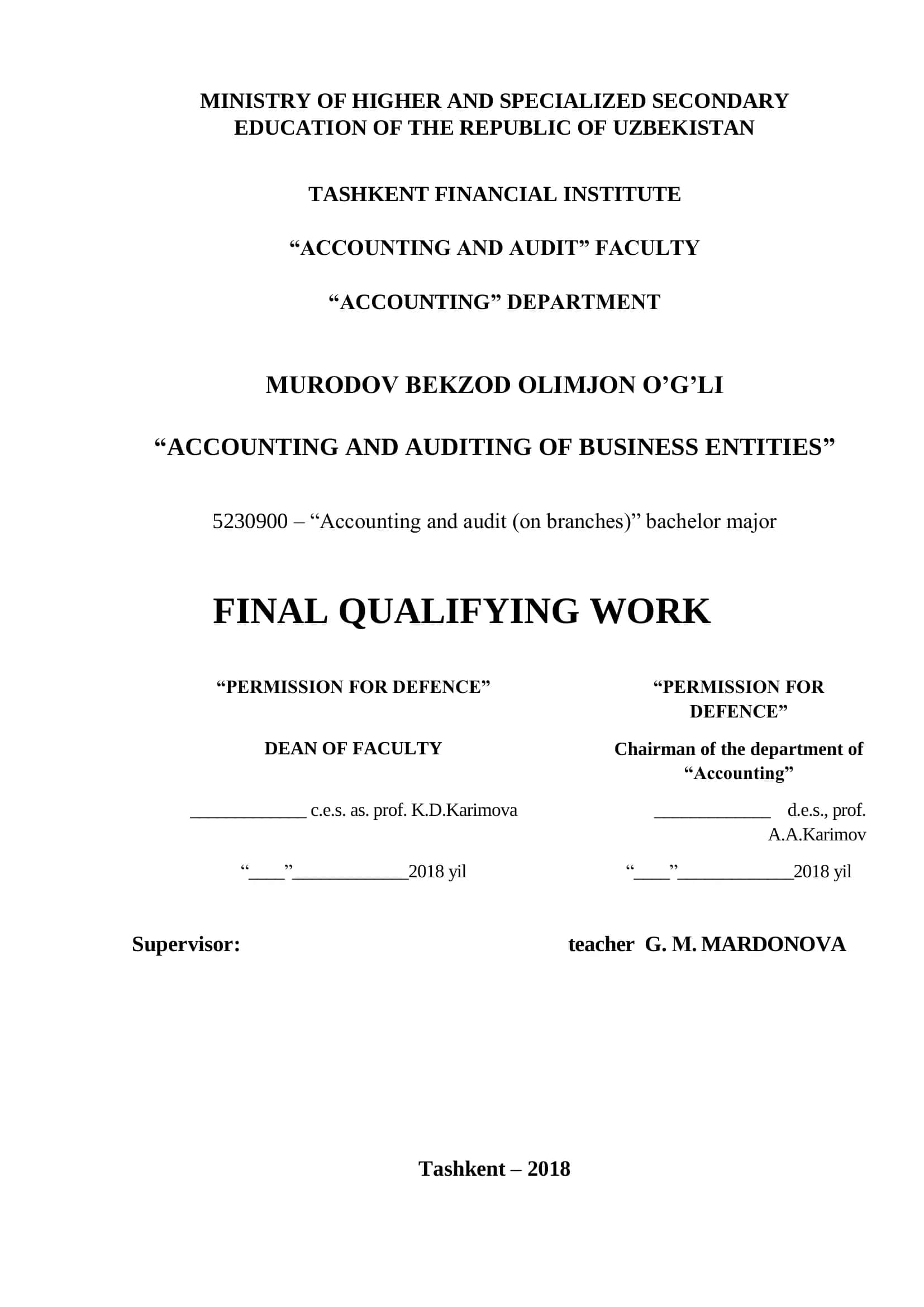 Accounting and Auditing of Business Entities 1