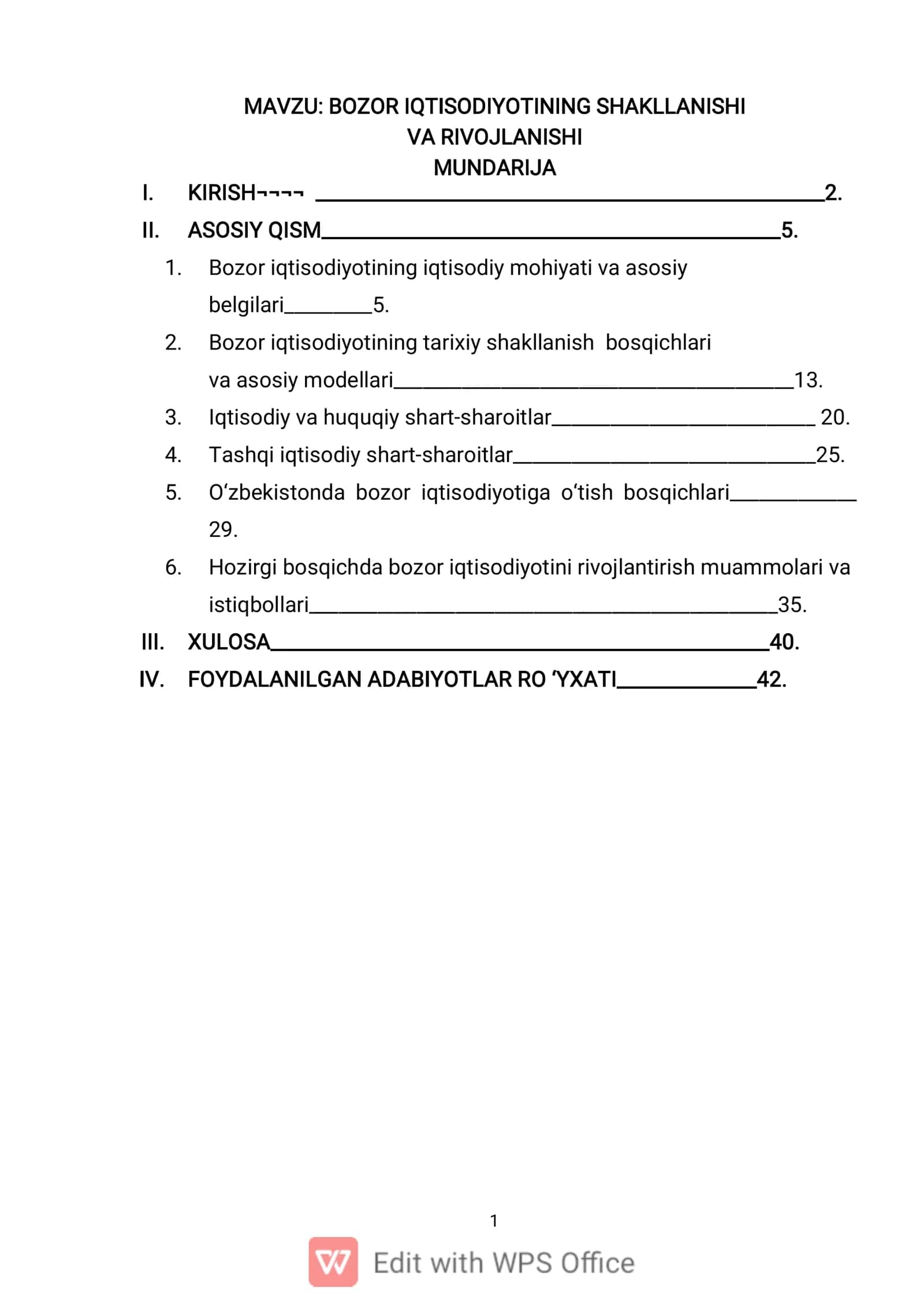 BOZOR IQTISODIYOTINING SHAKLLANISHI VA RIVOJLANISHI 1