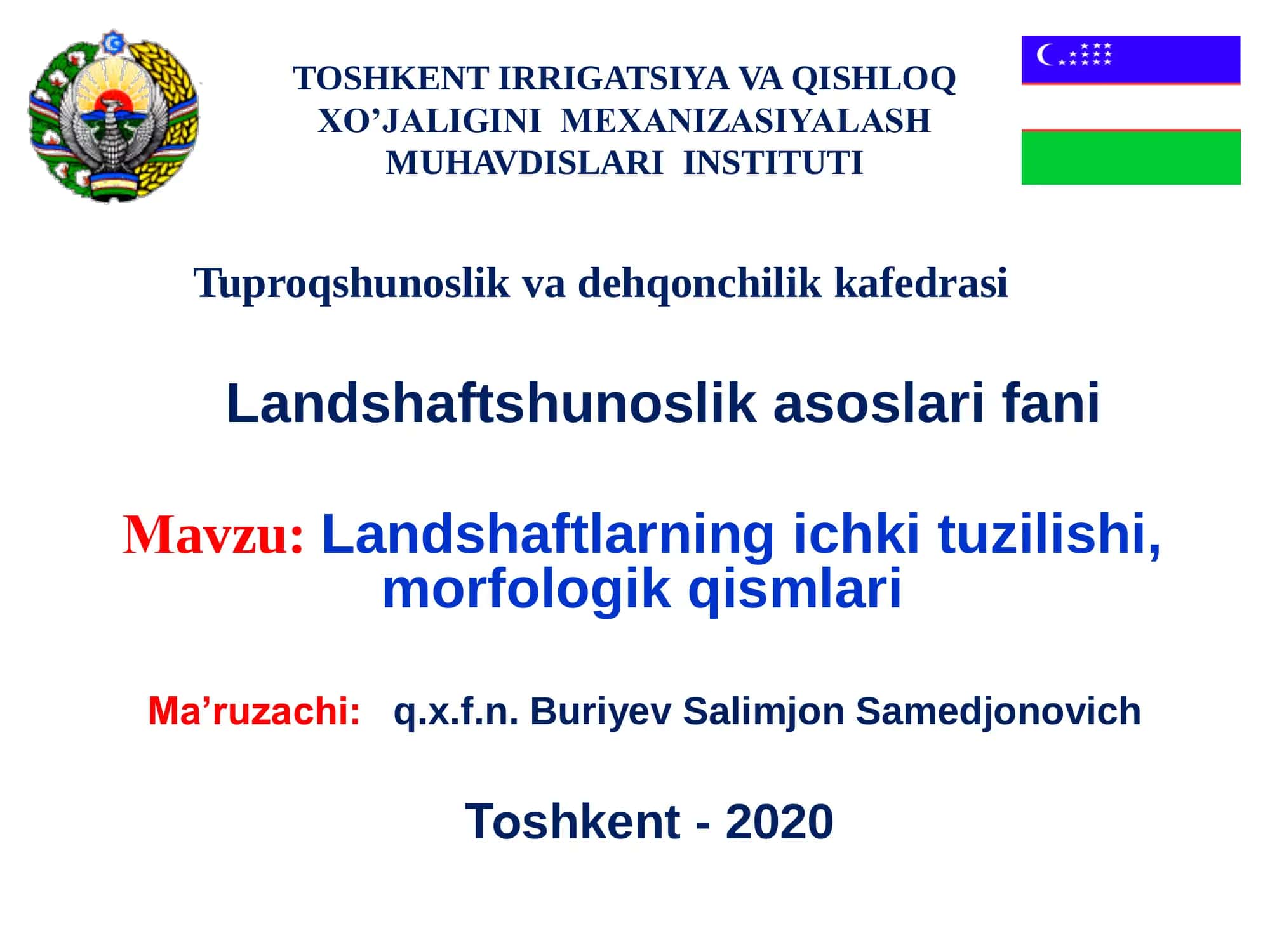 Landshaftshunoslik asoslari 1