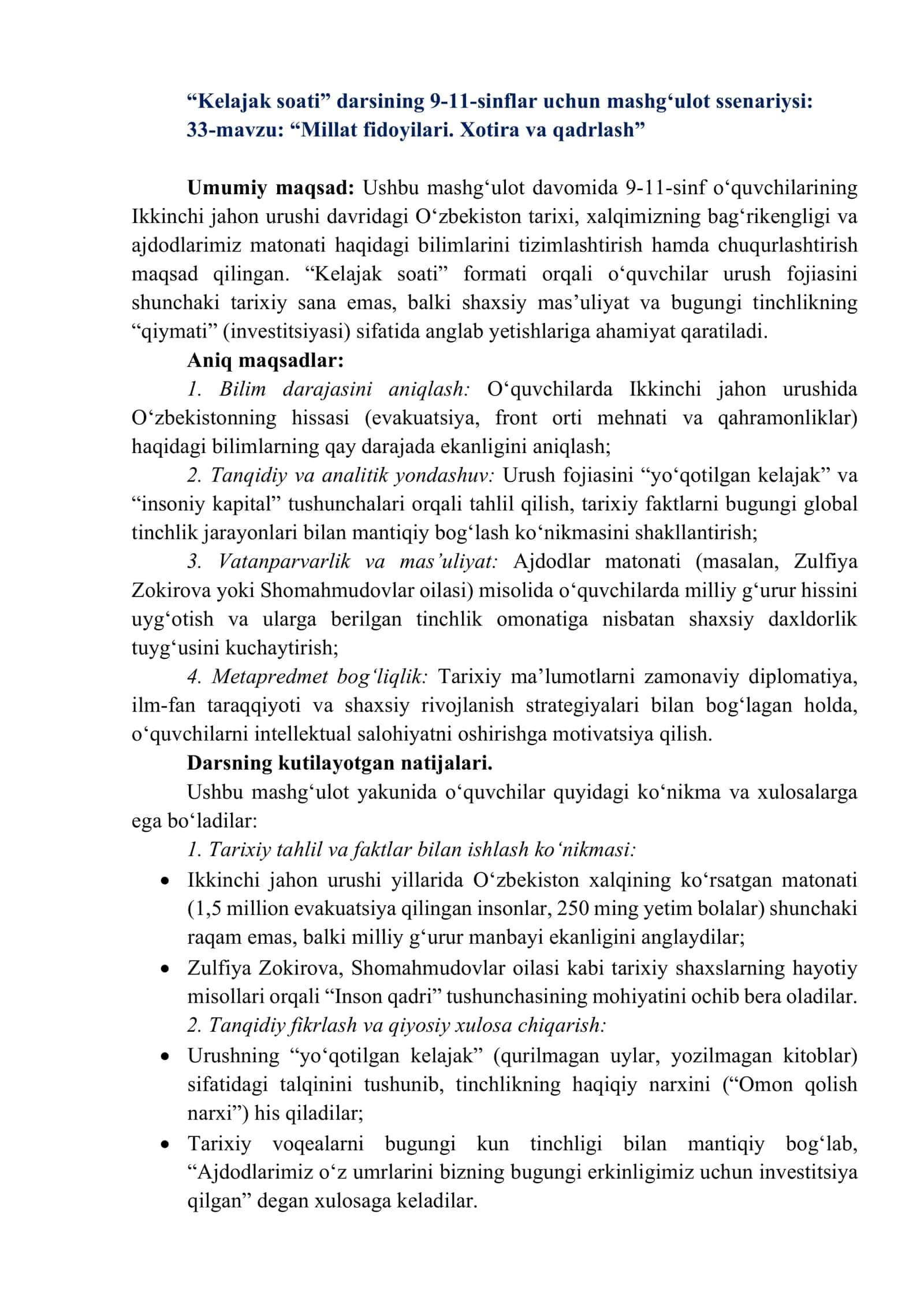 Kelajak soati mashg'uloti 1