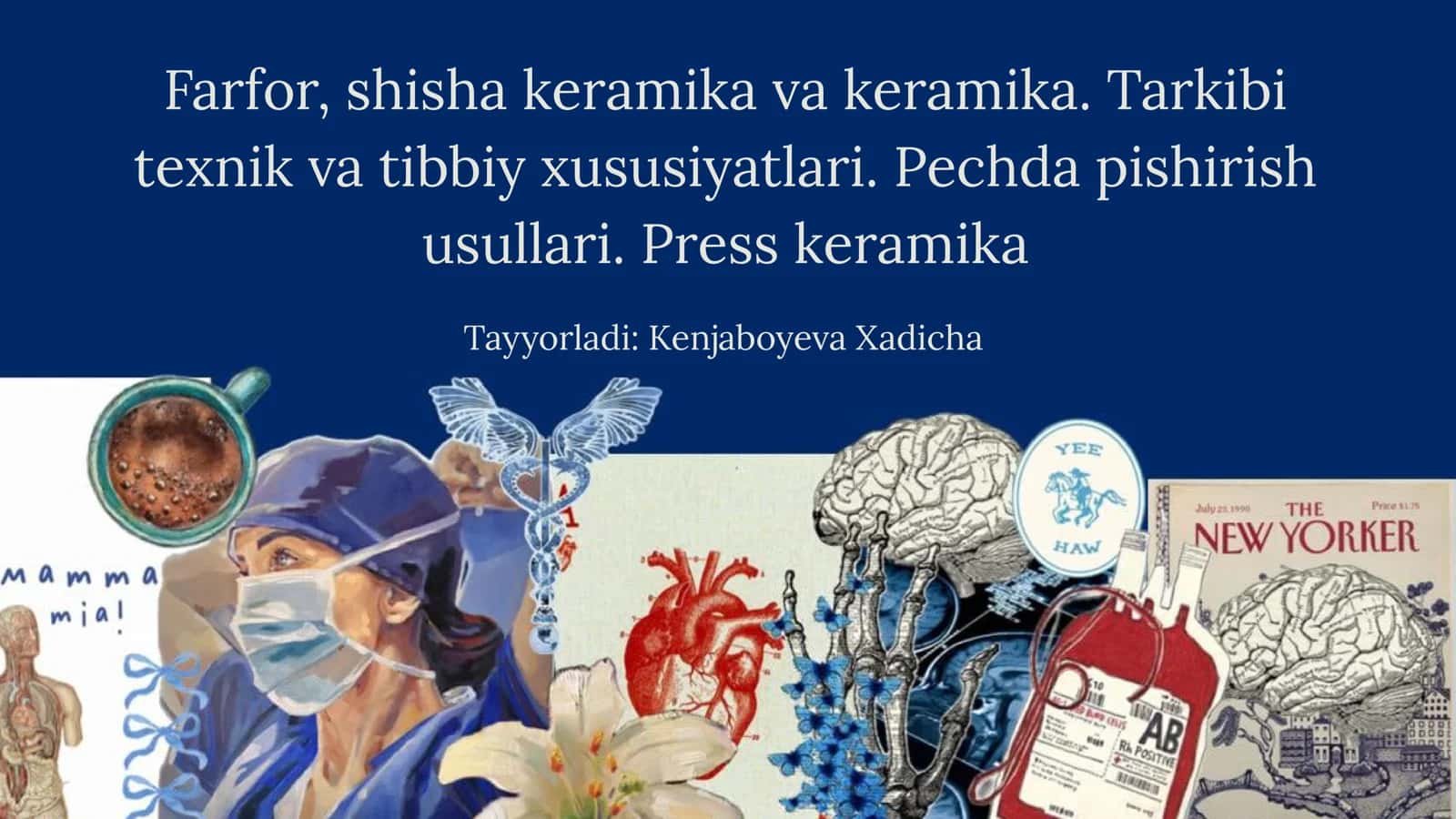 Farfor, shisha-keramika va keramika tarkibi, texnik va tibbiy xususiyatlari 1