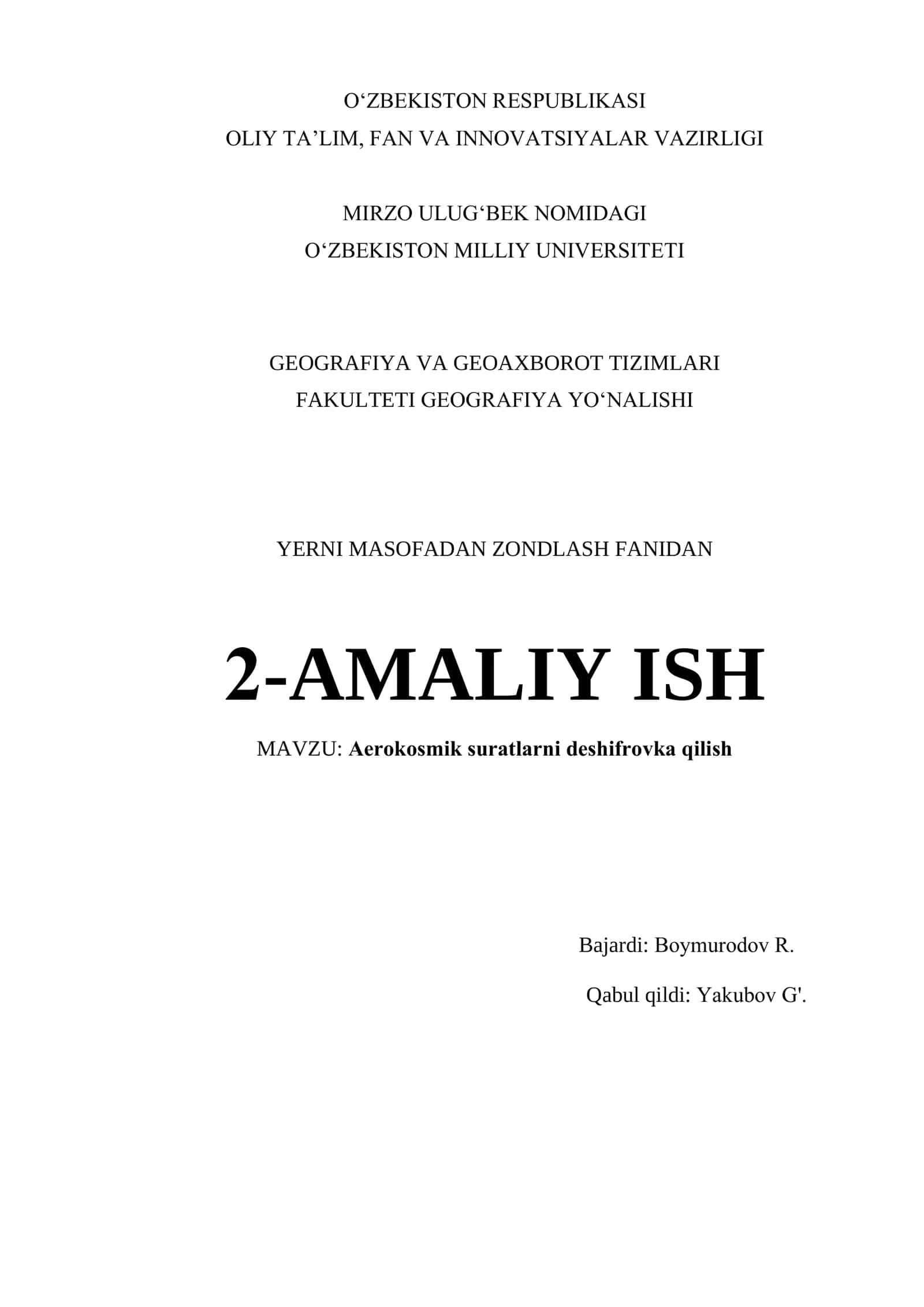Аerokosmik suratlarni deshifrovka qilish 1